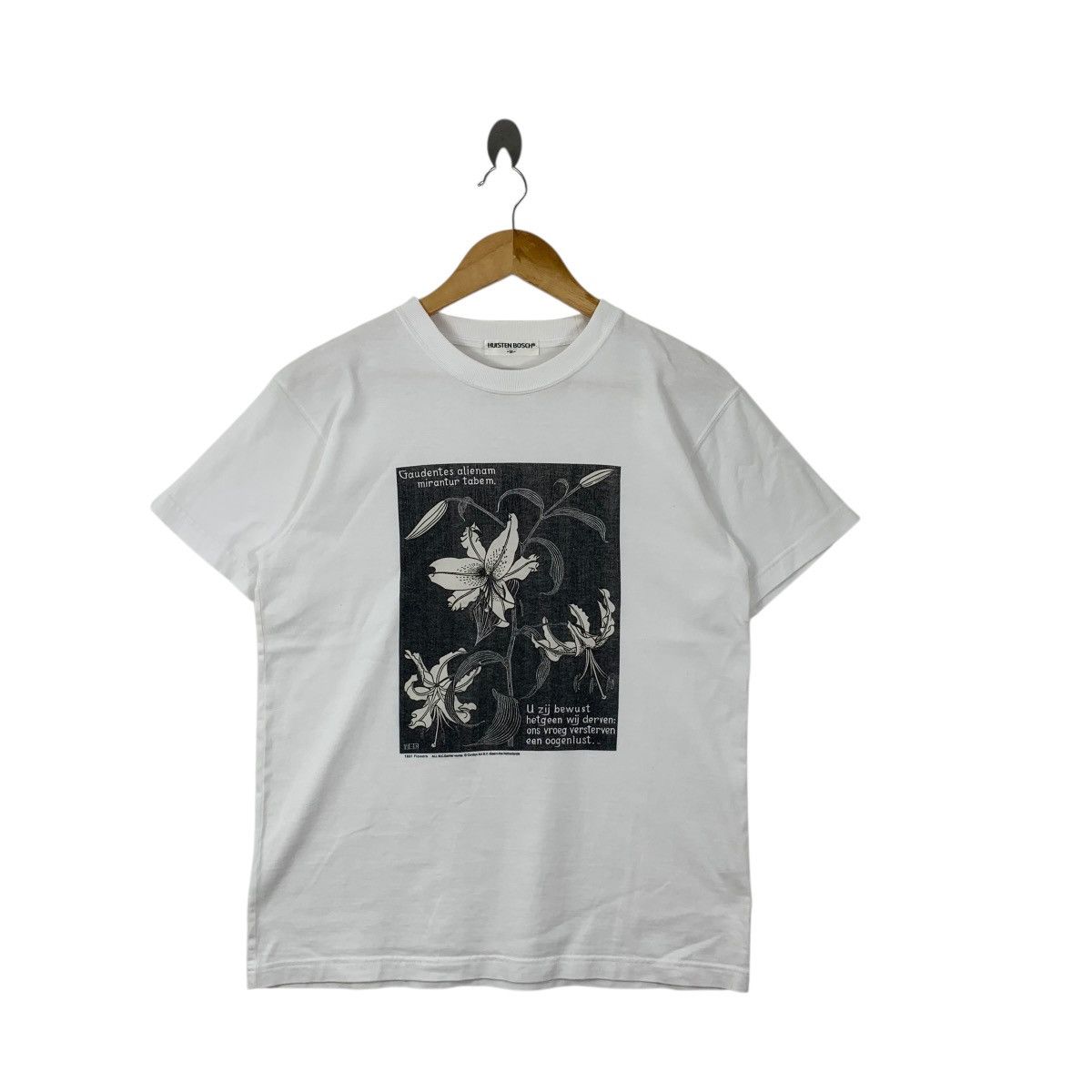 Vintage Vintage 90’ M.C. ESCHER FLOWER Gaudentes Painting Tee Shir Size US M / EU 48-50 / 2 - 3 Thumbnail