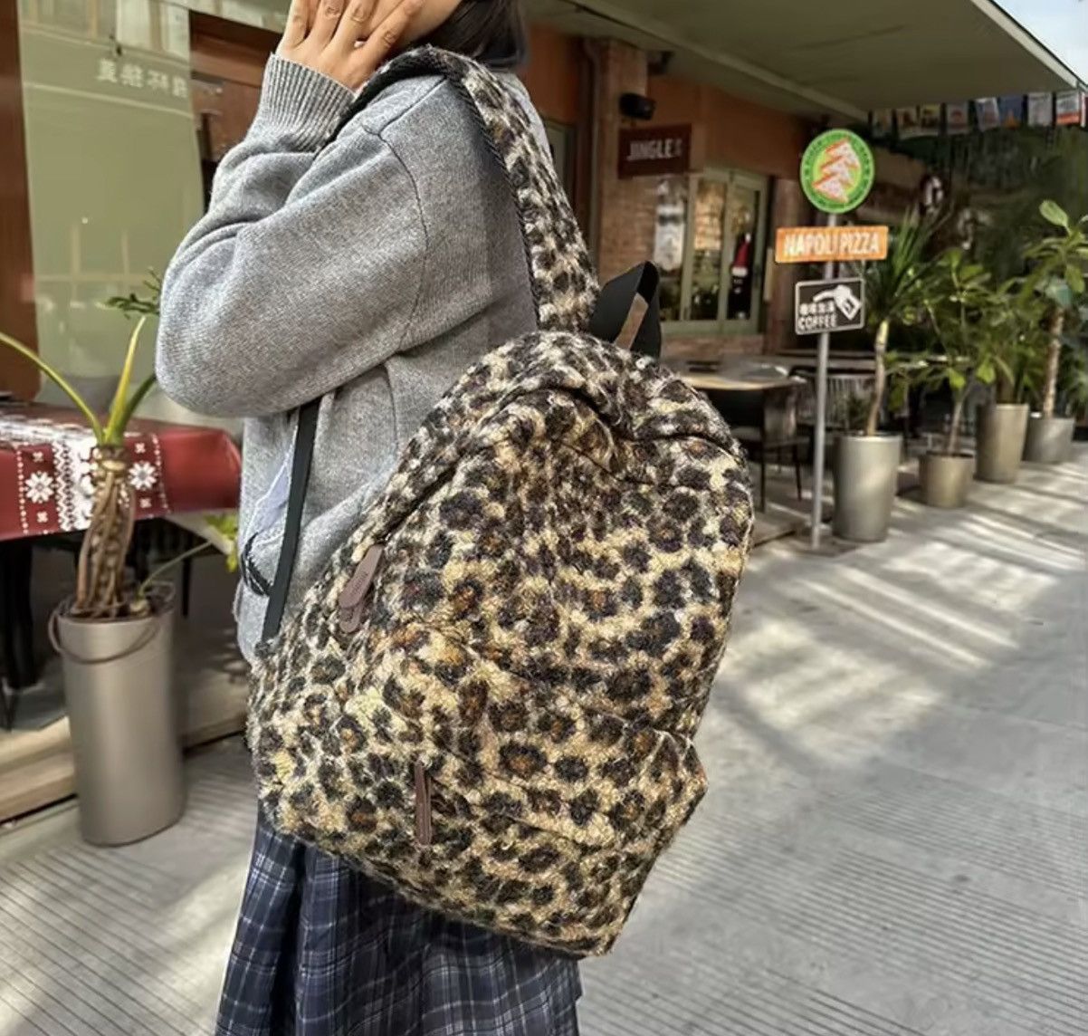 Japanese Brand Plush Leopard Print Backpack Size ONE SIZE - 3 Thumbnail
