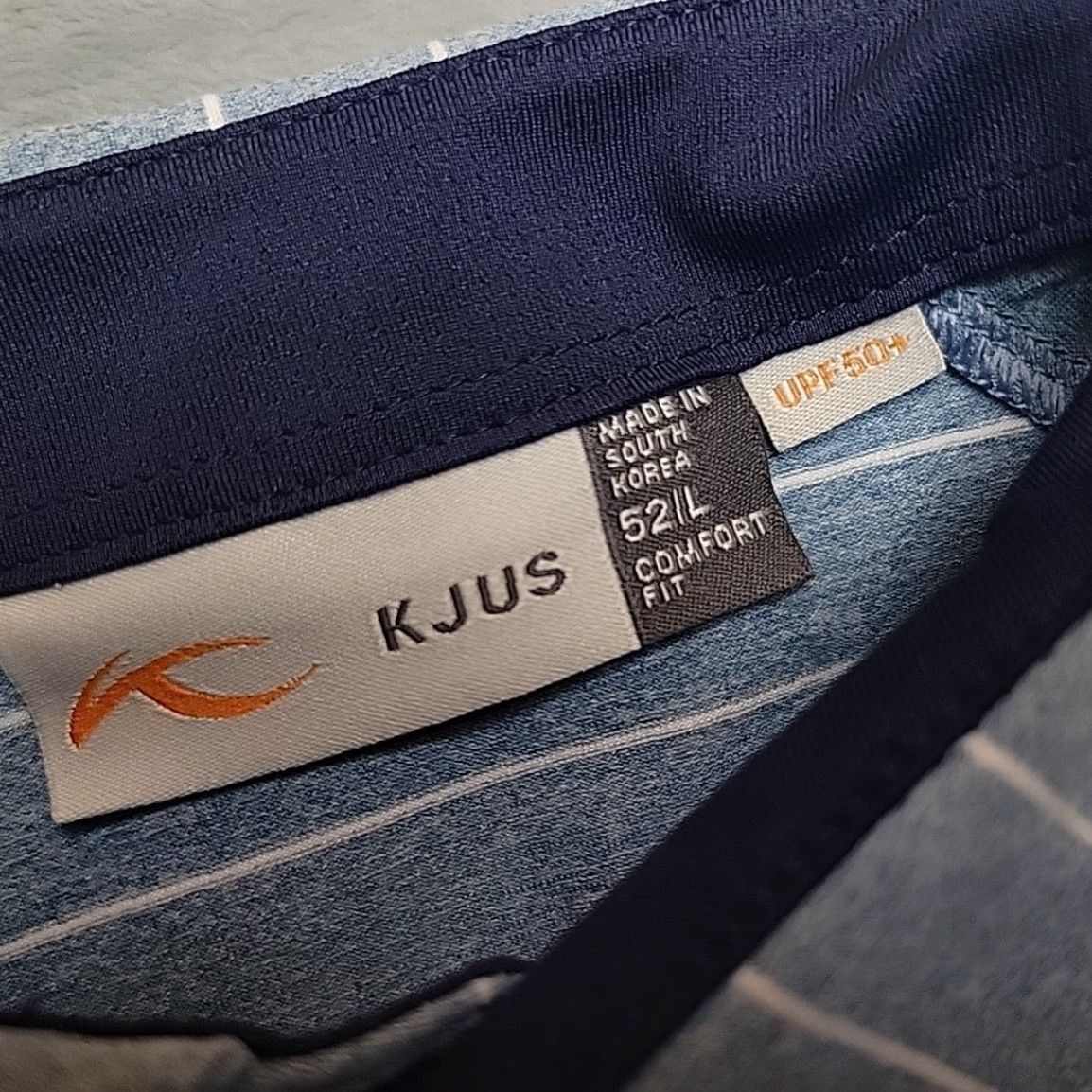 KJUS Kjus Polo Shirt Mens LT Blue Striped Performance Stretch UPF 50 Golf Polo Shirt Mens LT Blue Striped 50 UPF Golf Sports Wear Size US L / EU 52-54 / 3 - 4 Thumbnail