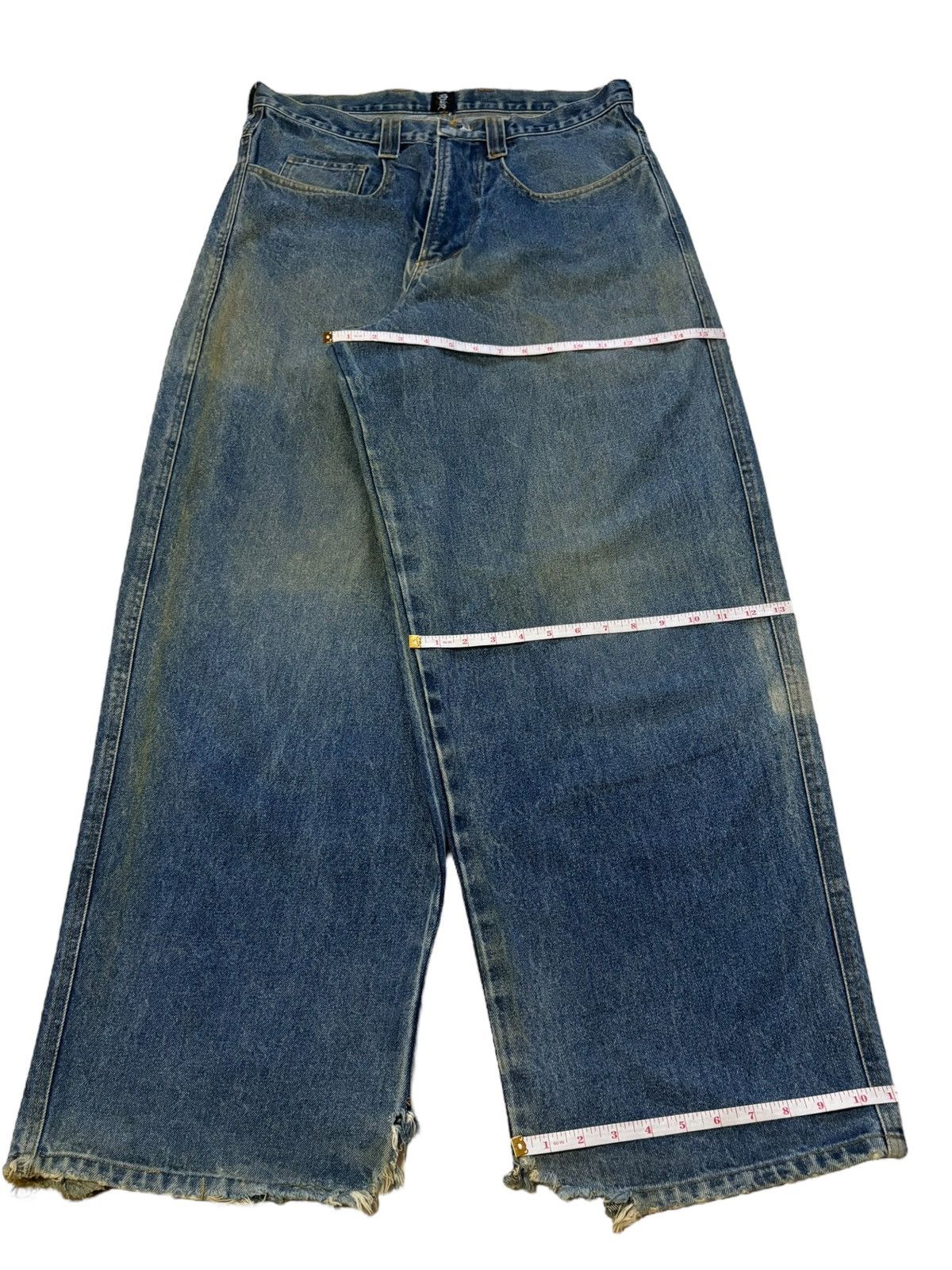 Japanese Brand × Tribal Streetwear Vintage Japanese Brand Mud Wash Ultra Wide Leg Baggy Jeans Size US 34 / EU 50 - 15 Thumbnail