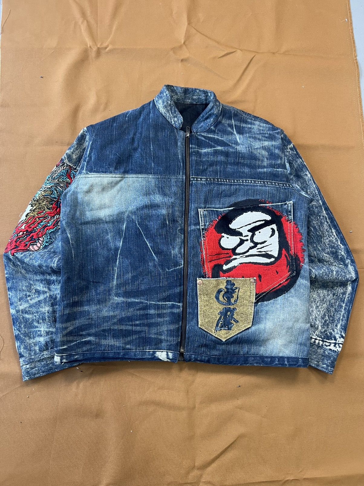 Japanese Brand × Vintage Vintage 1 0f 1 custom Japanese embroidery denim jacket - s Size US S / EU 44-46 / 1 - 3 Thumbnail