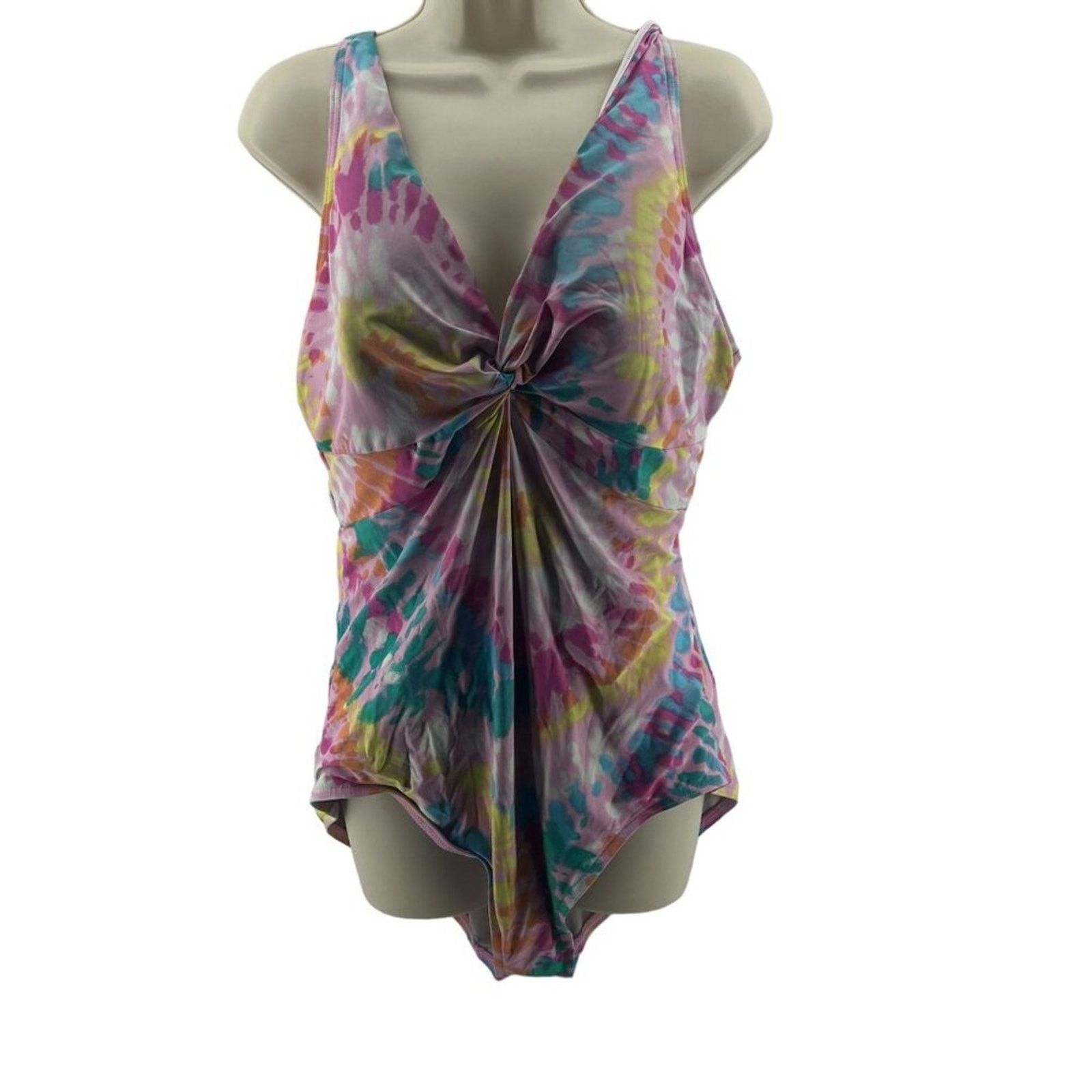 Lands' End Lands' End Women's Multicolor Tie Dye V-Neck Twist Front 18 Size ONE SIZE - 1 Thumbnail