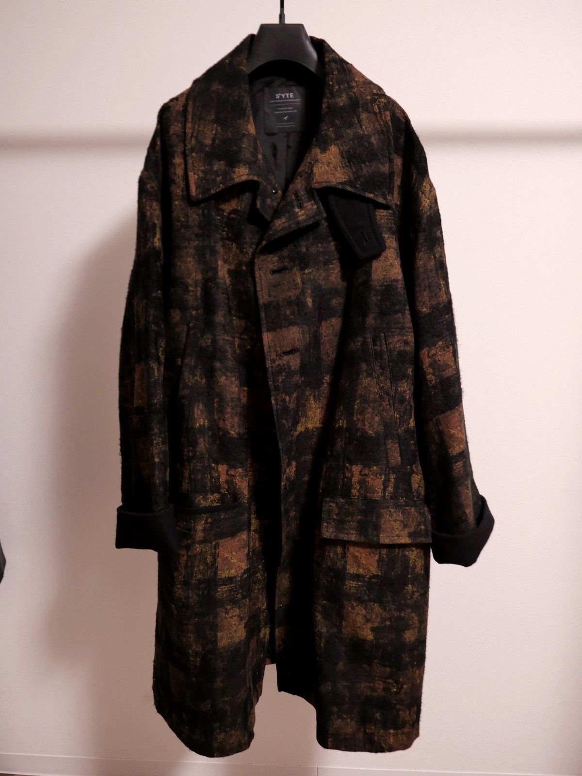 Yohji Yamamoto Yohji Yamamoto Check Jacquard Oversized Soutien Collar Coat Size 46L - 2 Thumbnail