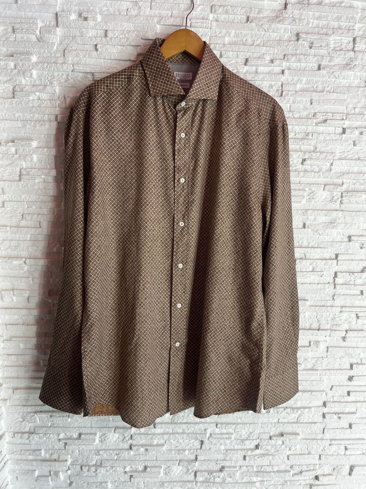 Brunello Cucinelli Brunello Cucinelli Slim Fit Geometric Print Shirt XL Size US XL / EU 56 / 4 - 4 Thumbnail