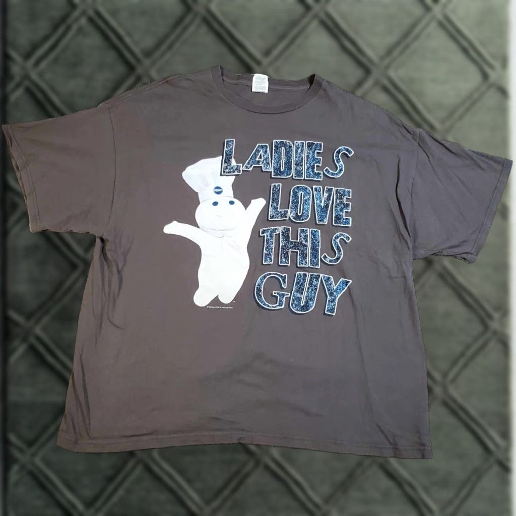 Delta VINTAGE T-Shirt Pilsbury Dough Boy 2XLT Gray Unisex Adults Funny 2009 Distressed Grunge 2XL Mens Girls? Size US XXL / EU 58 / 5 - 1 Thumbnail