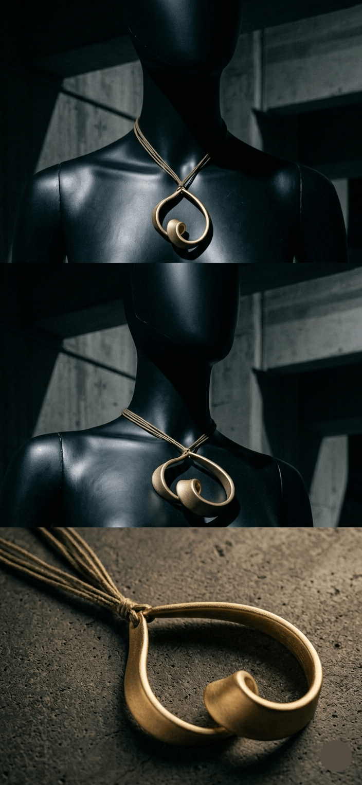 Other Gold Sculptural Pendant Necklace | Multi-strand Cord Size ONE SIZE - 1 Thumbnail