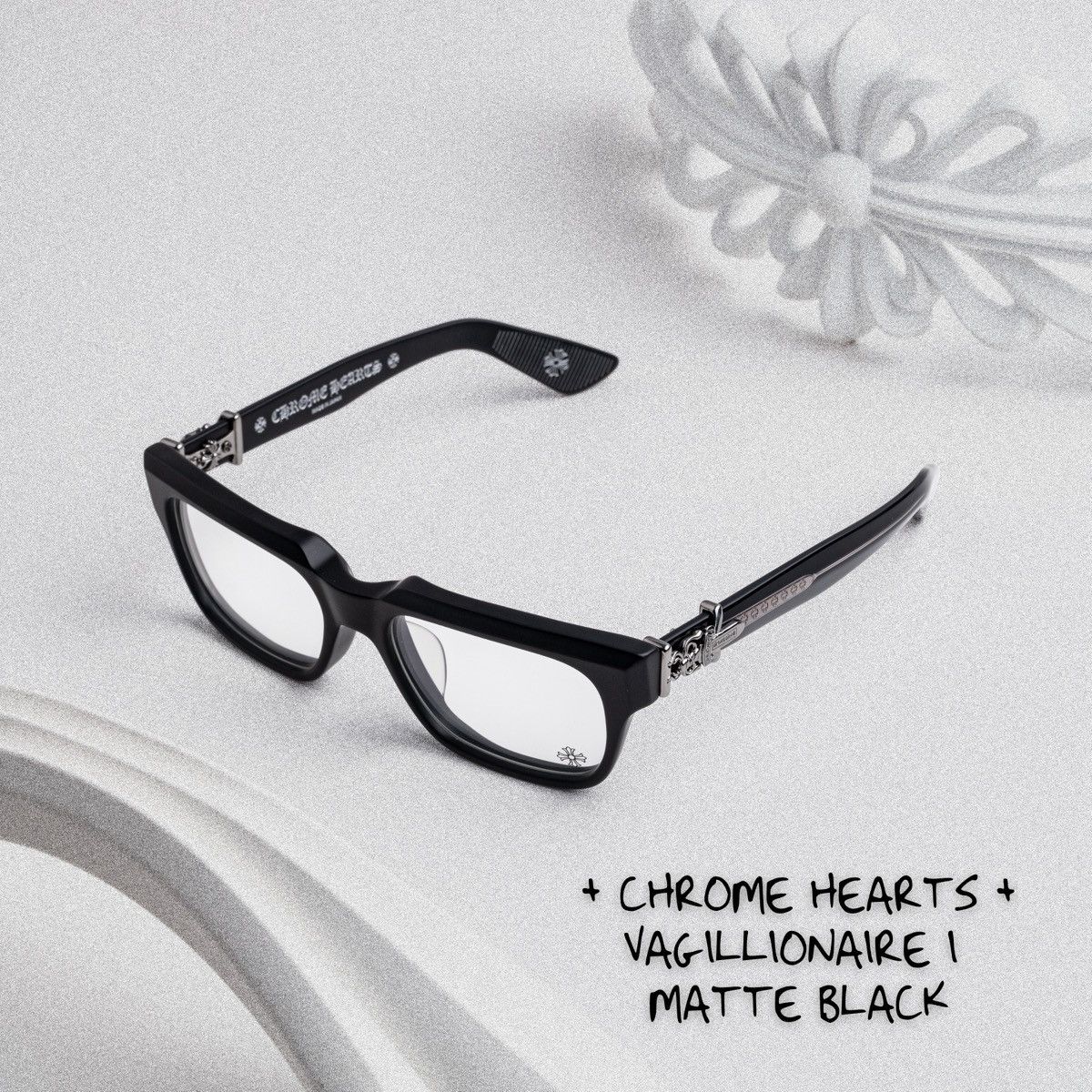 Chrome Hearts CHROME HEARTS VAGILLIONAIRE I MATTE BLACK GLASSES Size ONE SIZE - 1 Thumbnail