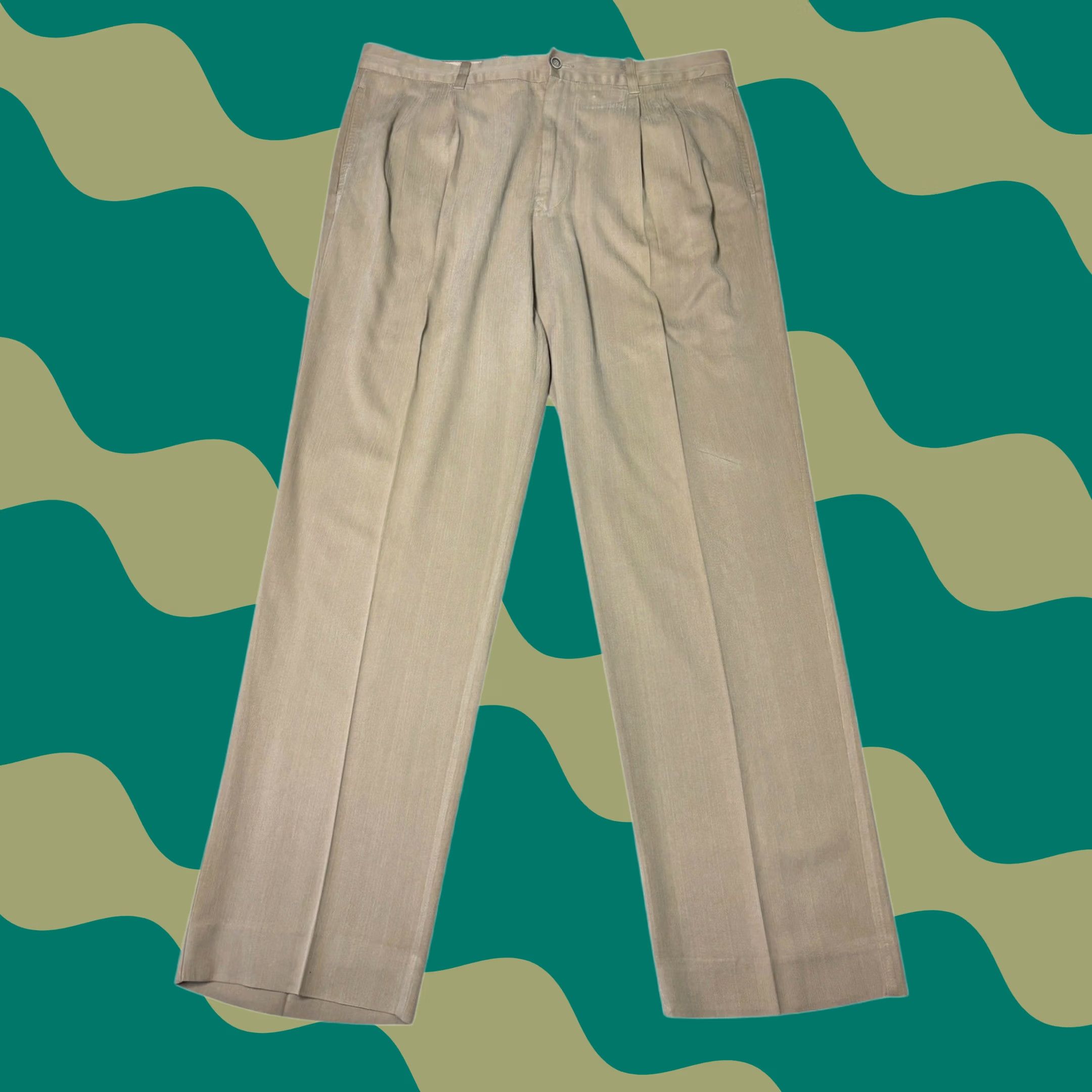 Tommy Bahama Tommy Bahama Mens Pleated Dress Pants Silk Rayon Blend Khaki 38x32 Size US 38 / EU 54 - 1 Thumbnail
