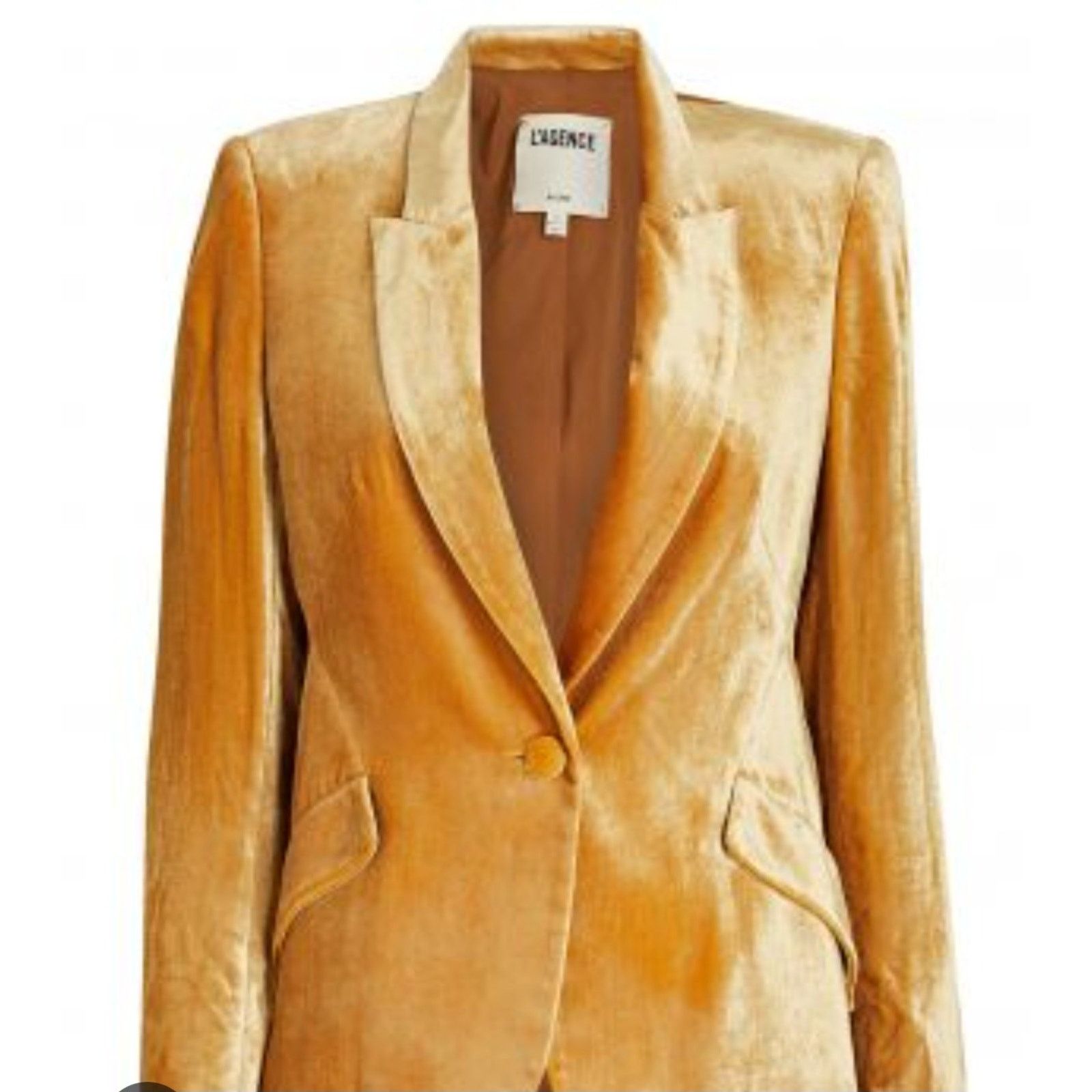 L'AGENCE L'AGENCE Chamberlain Velvet Blazer Gold Yellow Chartreuse Size M / US 6-8 / IT 42-44 - 4 Thumbnail