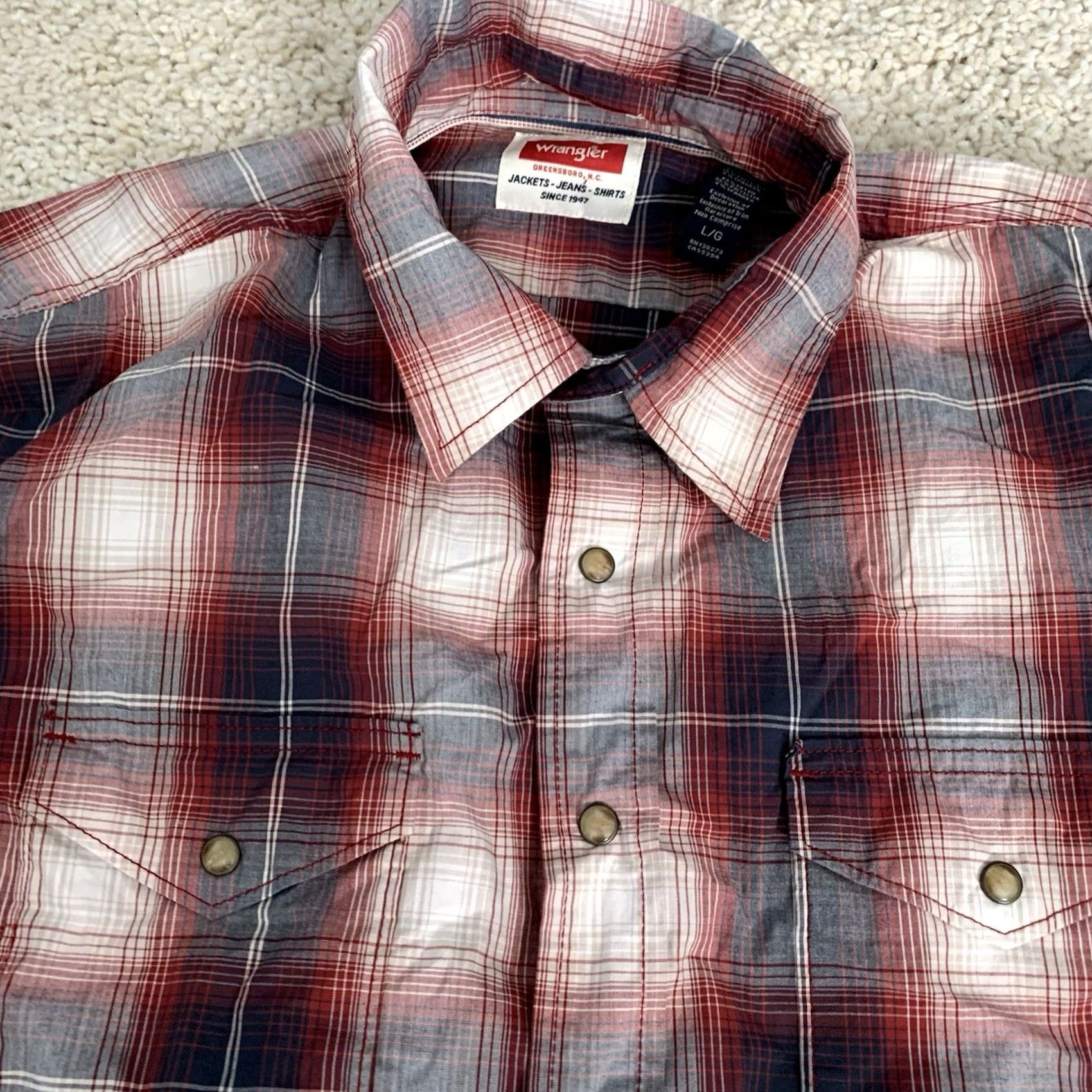 Wrangler Wrangler Shirt Mens Large Pearl Snap Long Sleeve Western Plaid Flex Comfort Barbie? Size US L / EU 52-54 / 3 - 3 Thumbnail