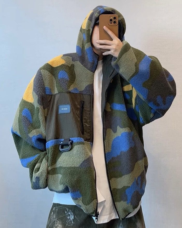 Japanese Brand × Vintage Camouflage retro fluffy fleece reversible zip hooded jacket Size US M / EU 48-50 / 2 - 3 Thumbnail