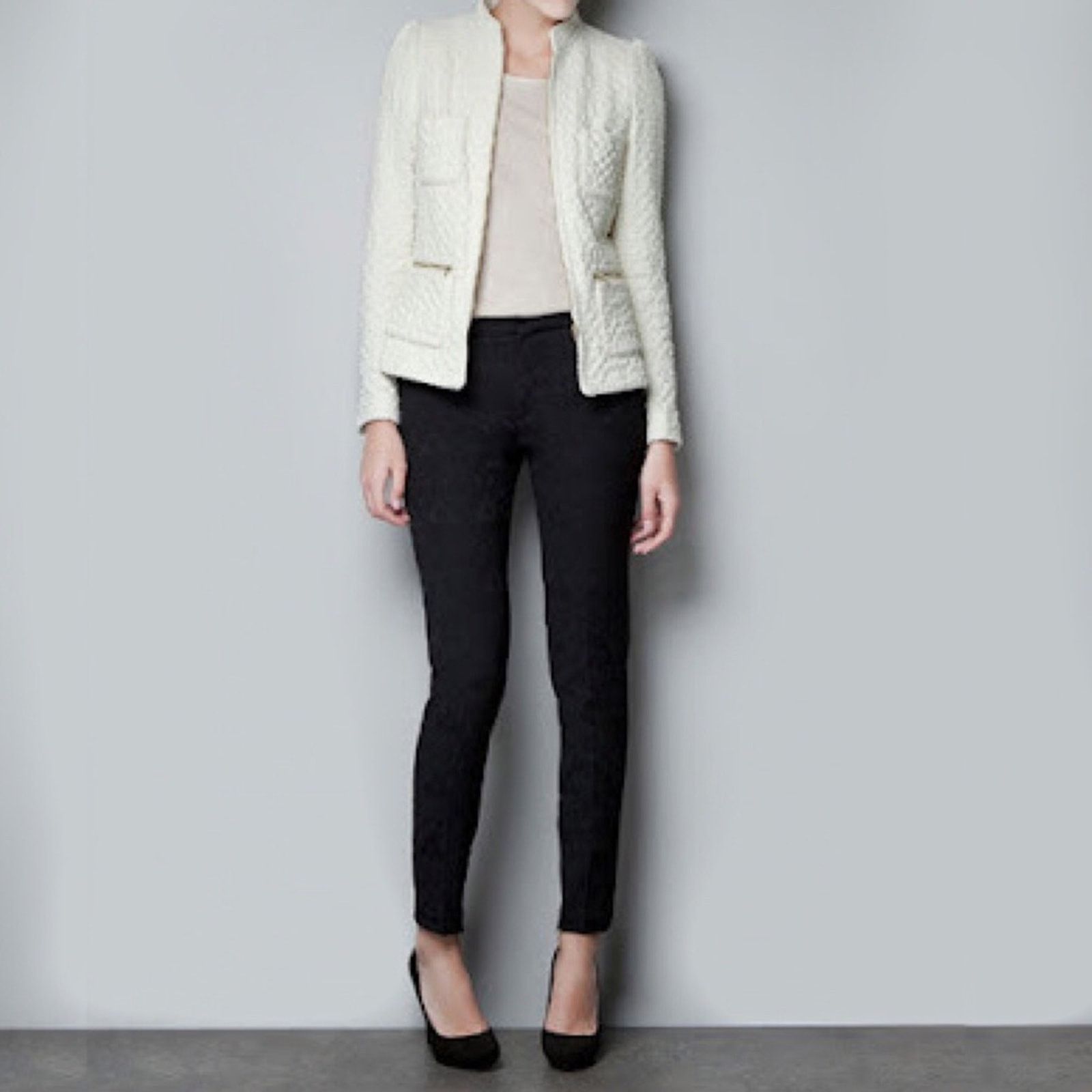 Zara Zara Basic Moroccan Cream Wool Jacket Twee Retro Glam Small Size S / US 4 / IT 40 - 3 Thumbnail