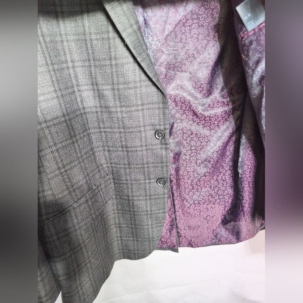 Haggar 1926 Originals Gray 46R Windowpane Plaid Men's Blazer Purpl Size 46R - 3 Thumbnail