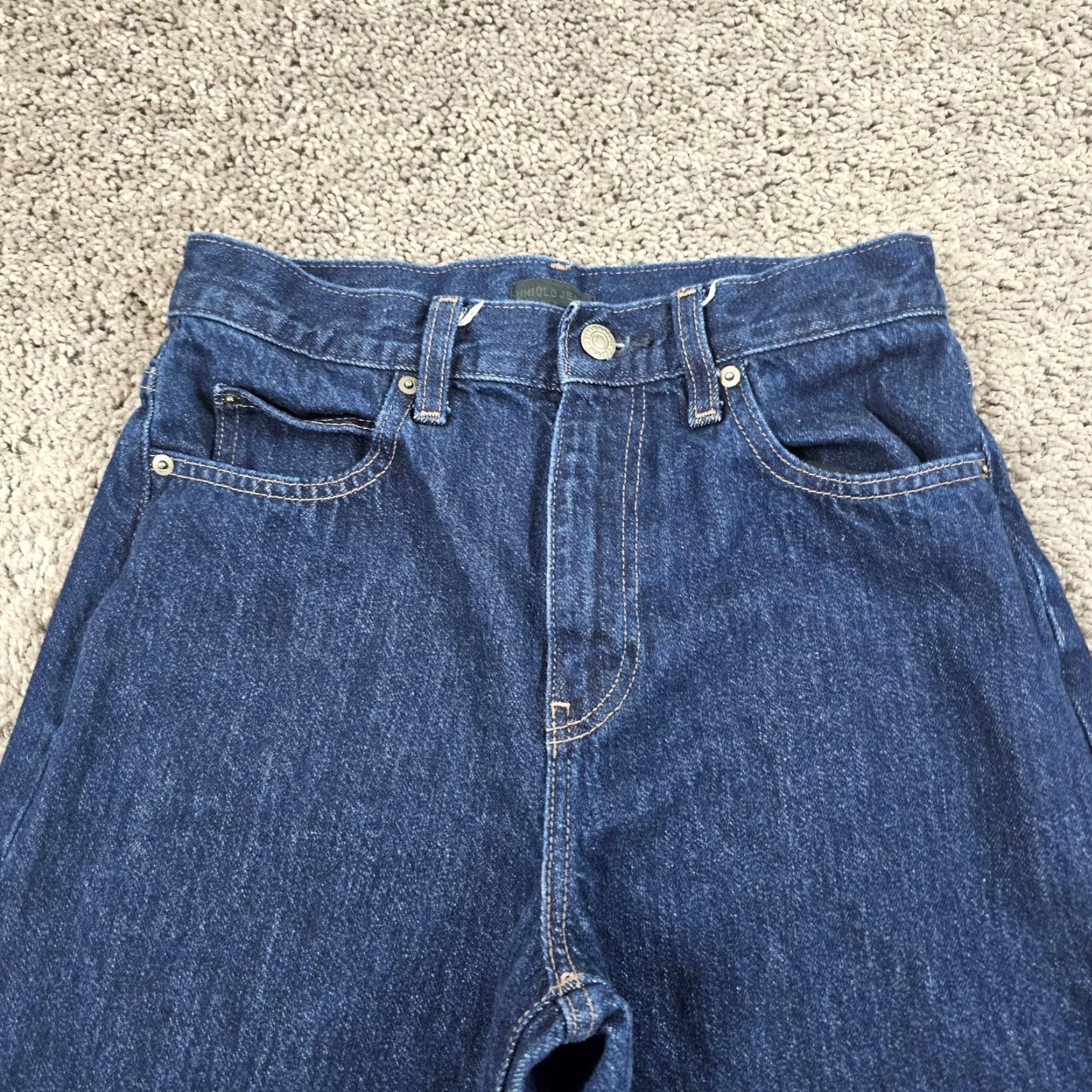 Uniqlo Levis Jeans Womens 24 Wide Leg High Rise Dark Wash Japanese Denim 24x26 Straight Size 42" / US 20 - 2 Thumbnail