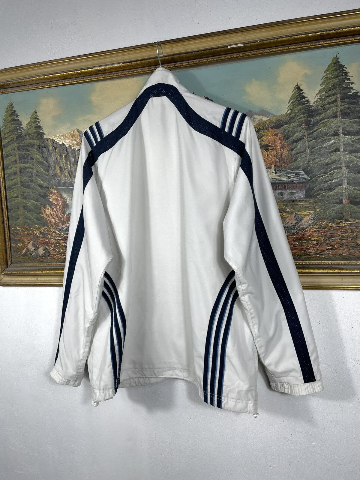 Adidas × Vintage White Retro 00s Adidas Windbreaker Zip Jacket Baggy Size US M / EU 48-50 / 2 - 8 Thumbnail
