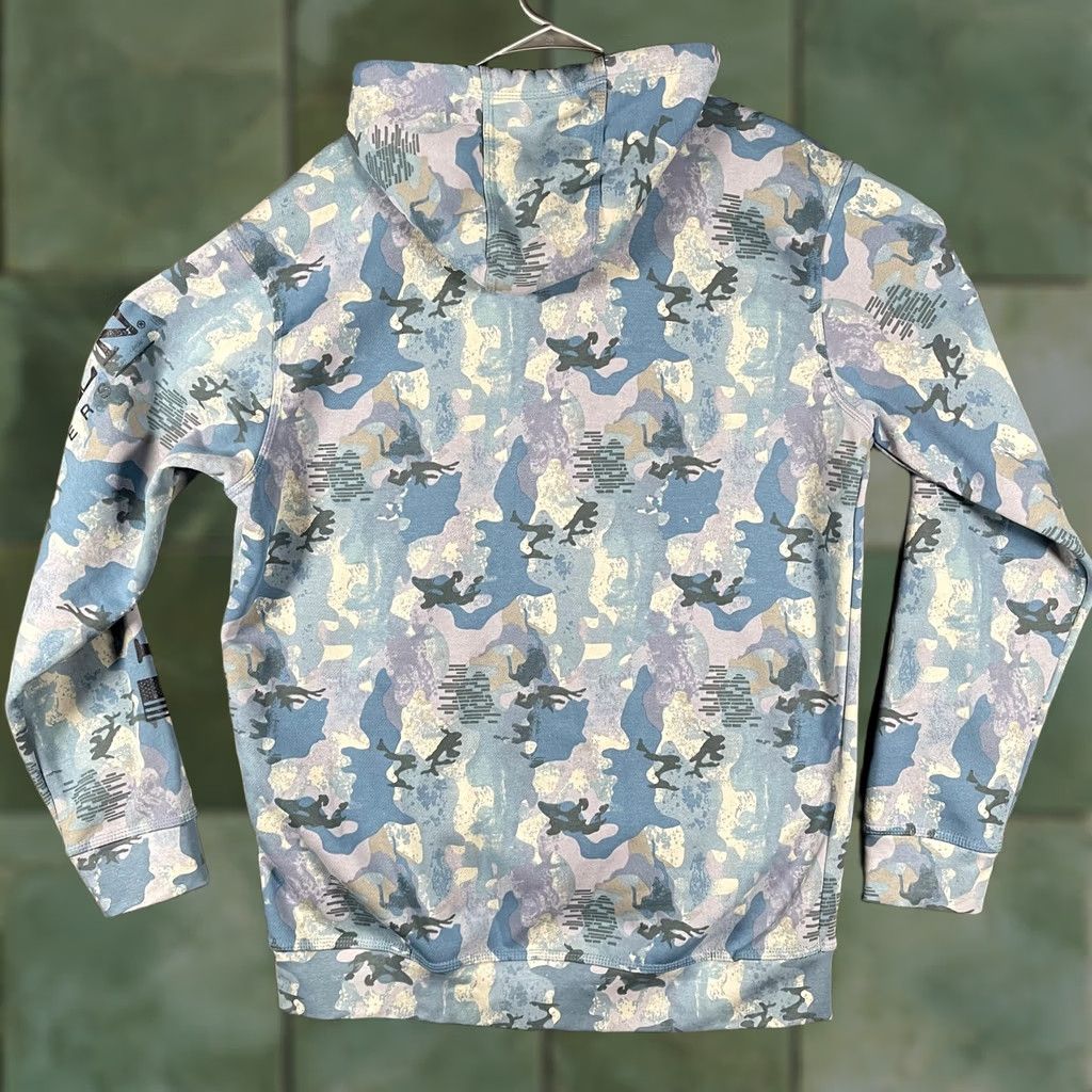 Vintage Lincoln Outfitters Hoodie Mens L Blue Camo Quarter Zip Pullover Fleece Lined Size US L / EU 52-54 / 3 - 1 Thumbnail