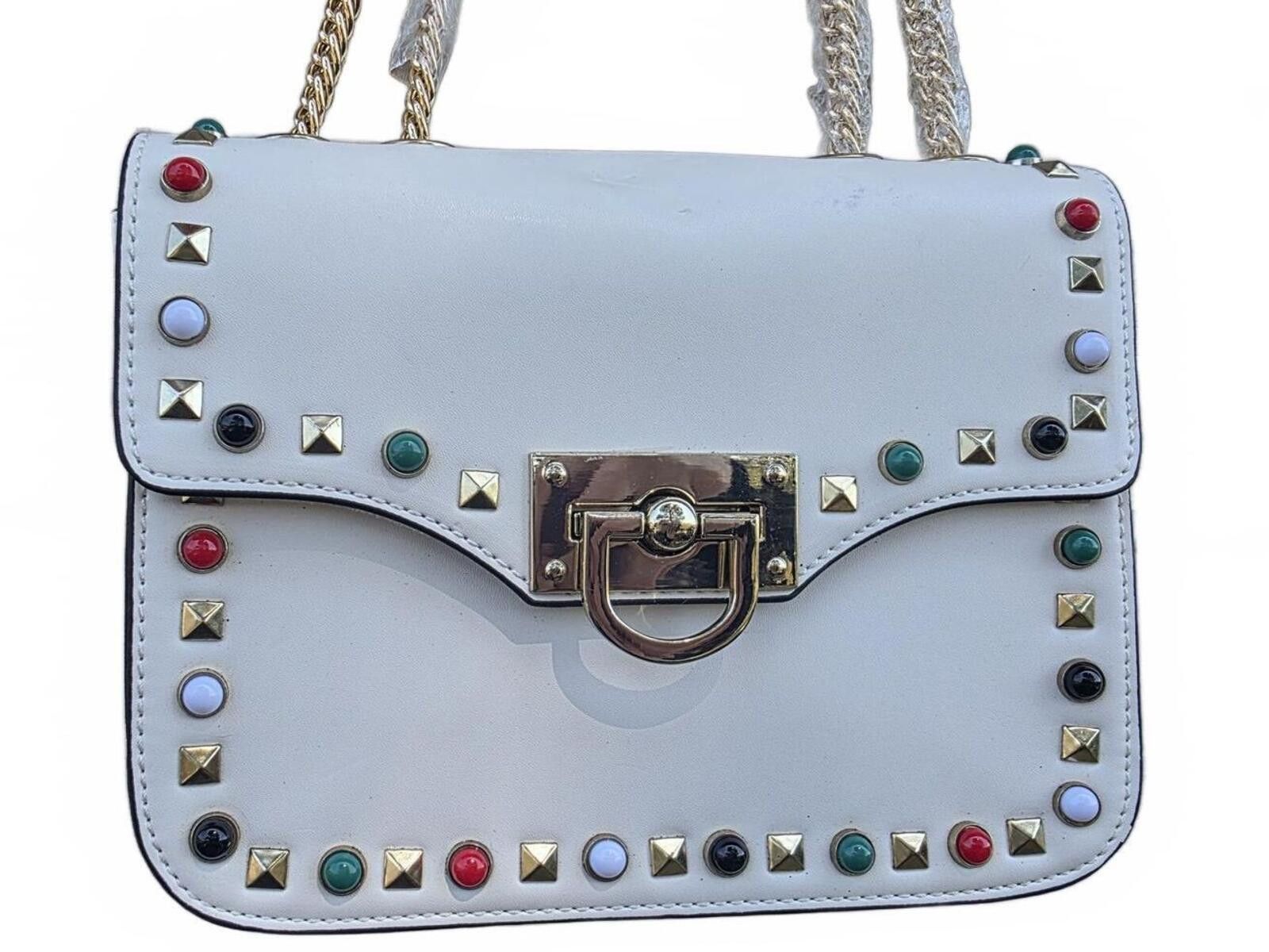 Other Vintage Gail Labelle White Stud Shoulder Bag Gold Chain NWOT Size ONE SIZE - 10 Thumbnail