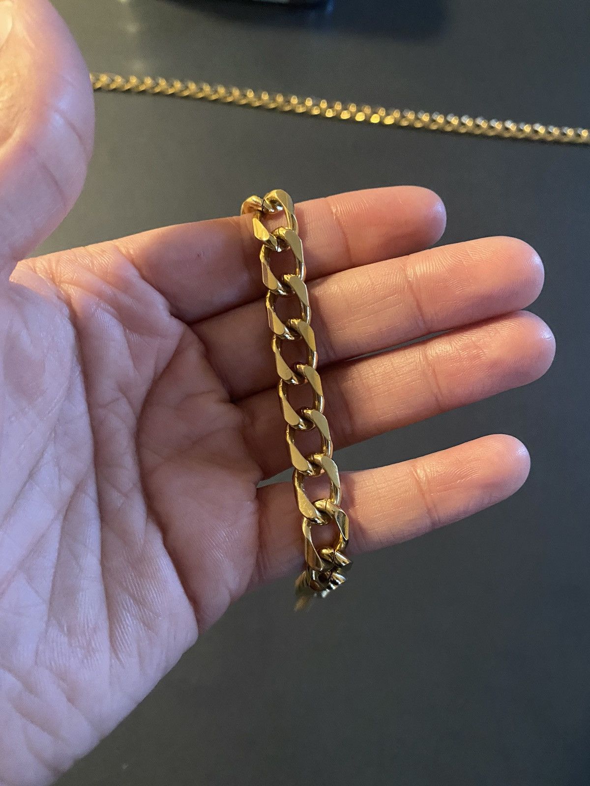 Jewelry Hollow Cuban Bracelet Gold Plated 9" Size ONE SIZE - 9 Thumbnail