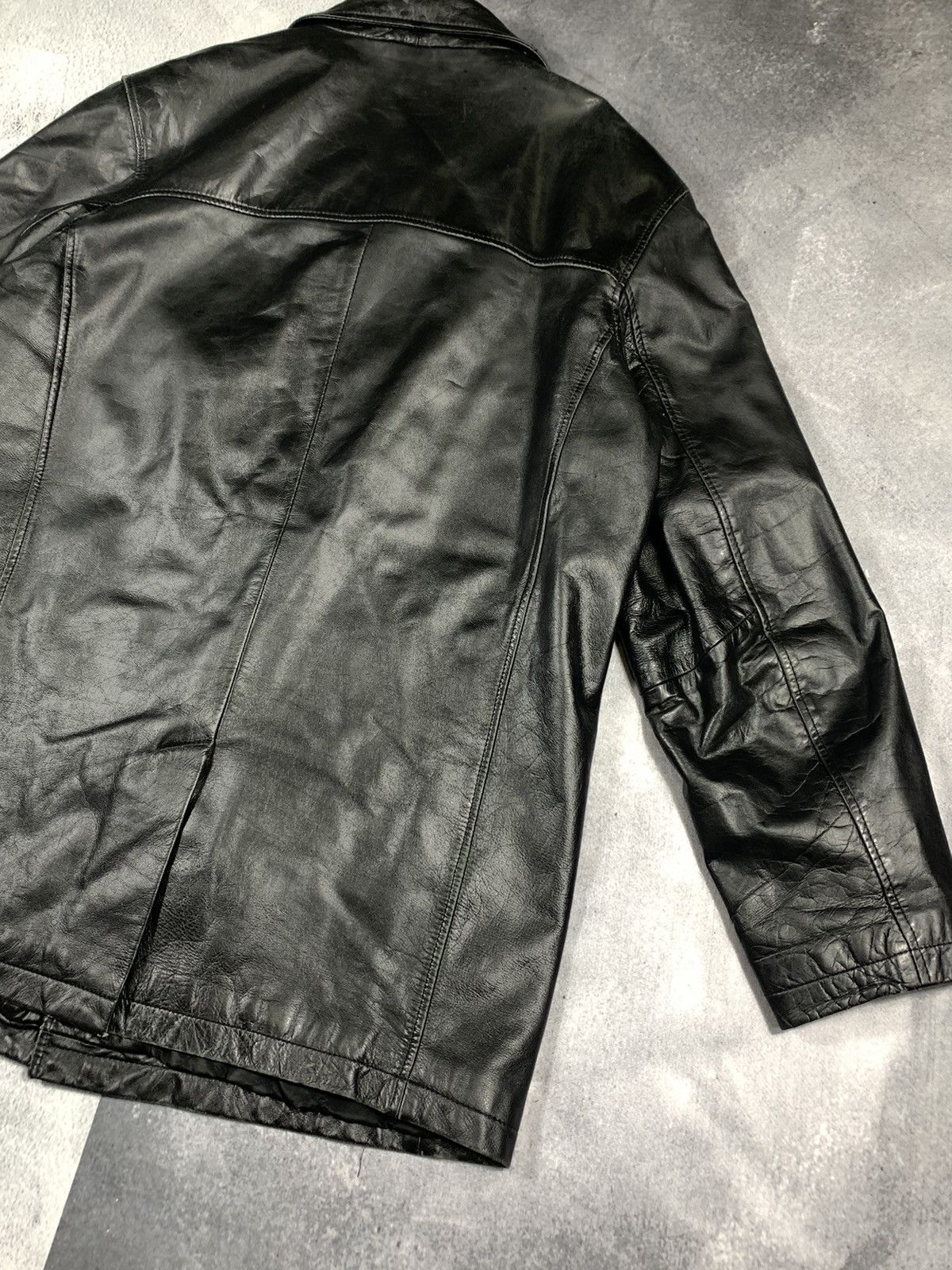 Leather × Vintage Vintage 90s Opium Elongated Leather blazer Jacket Coat Size US L / EU 52-54 / 3 - 9 Thumbnail