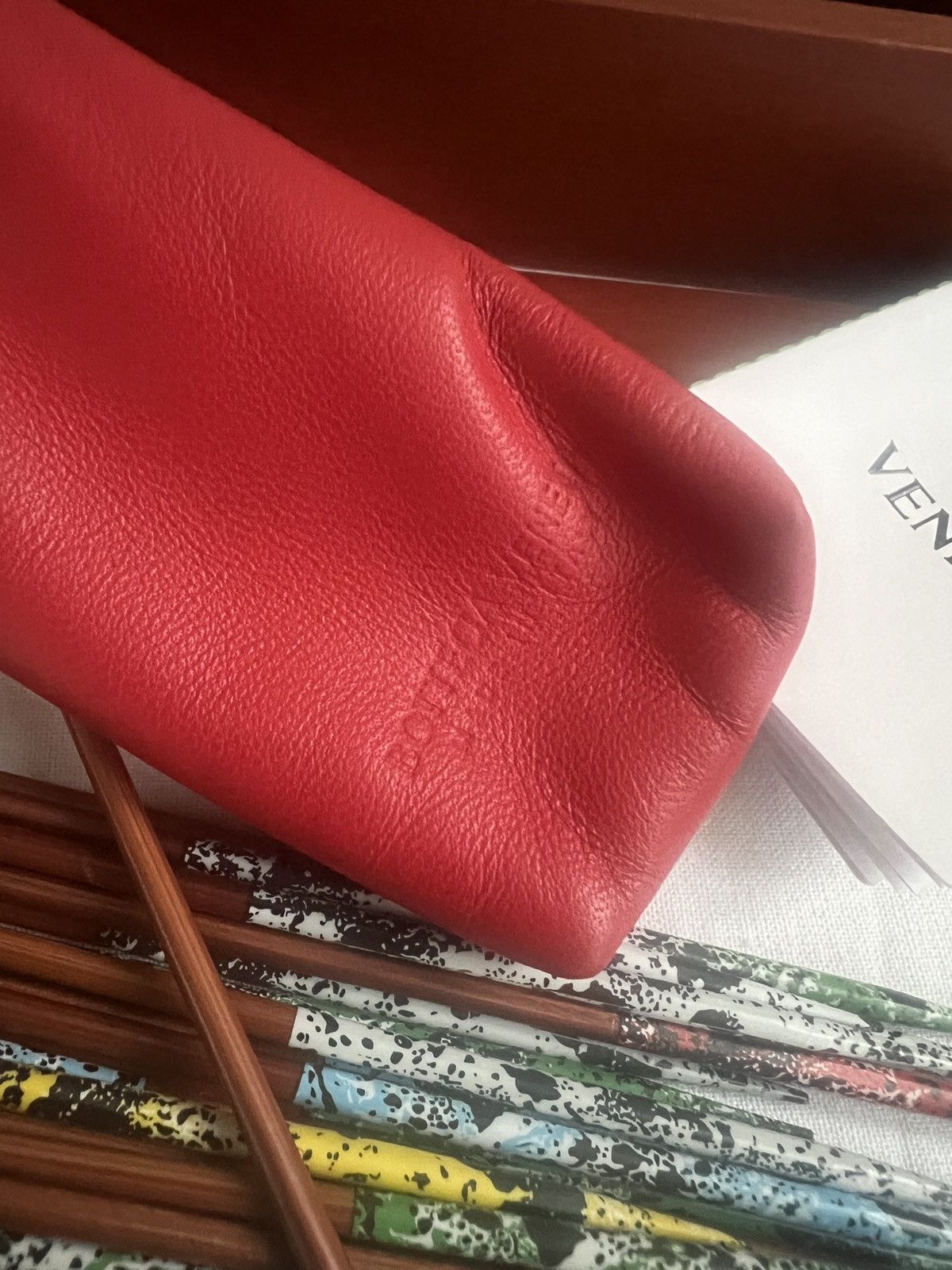 Bottega Veneta 🟢 Bottega Veneta Mikado leather pouch with wooden box Size ONE SIZE - 4 Thumbnail