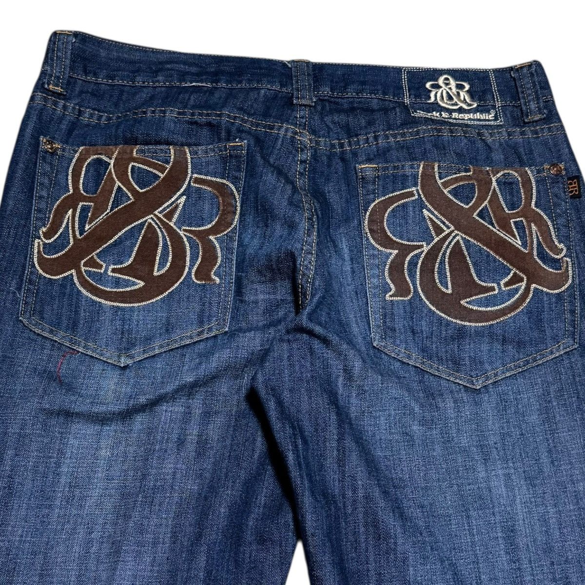 Rock & Republic Rock & Republic Embroidered Pocket Blue Jeans Men’s 36x31.5 Size US 36 / EU 52 - 4 Thumbnail