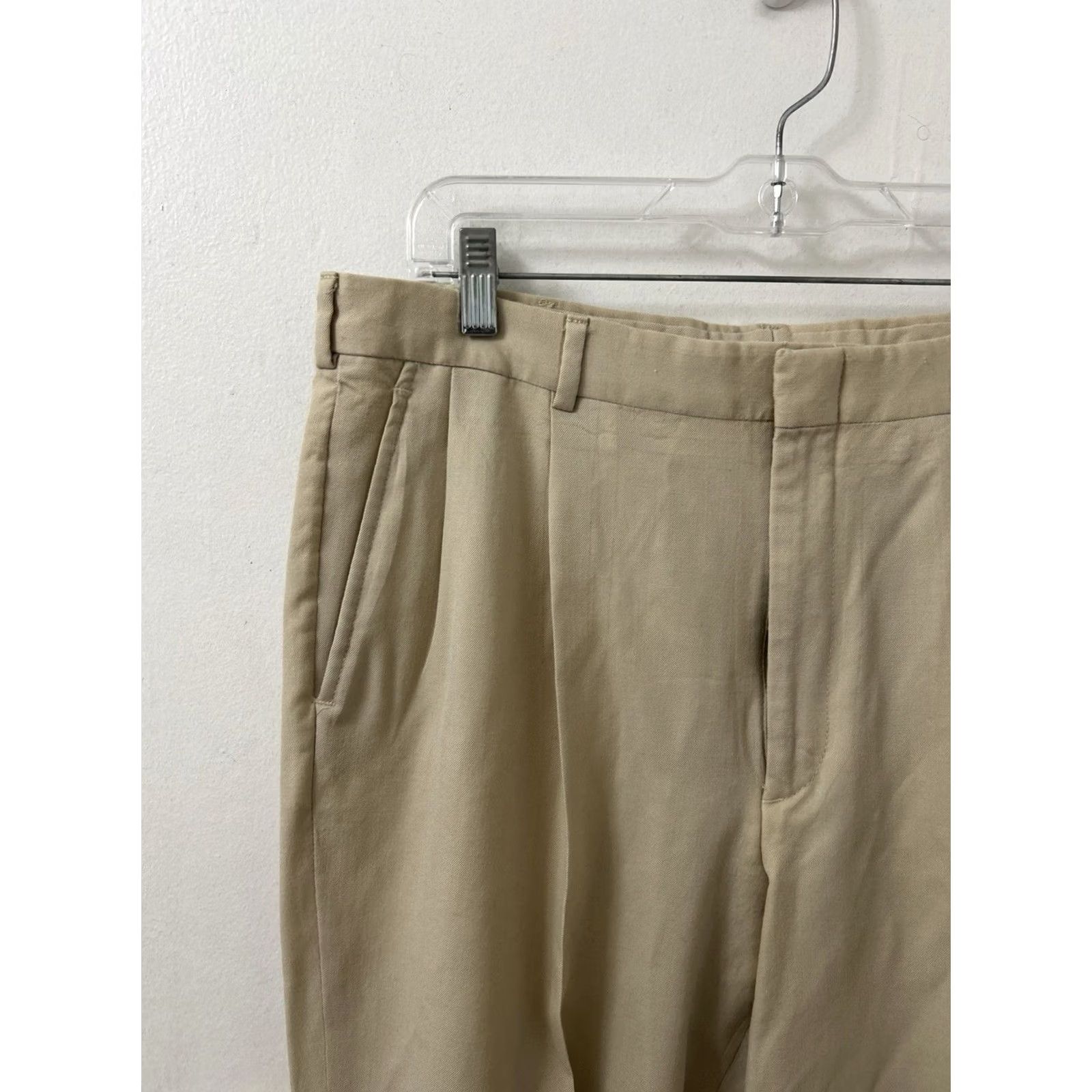 Lands' End VTG Lands' End Direct Merchants Pants Mens 34x29 Tan 100% Wool Chino Trousers Slim? Classic? Wait: ensure original words only. Size US 36 / EU 52 - 4 Thumbnail
