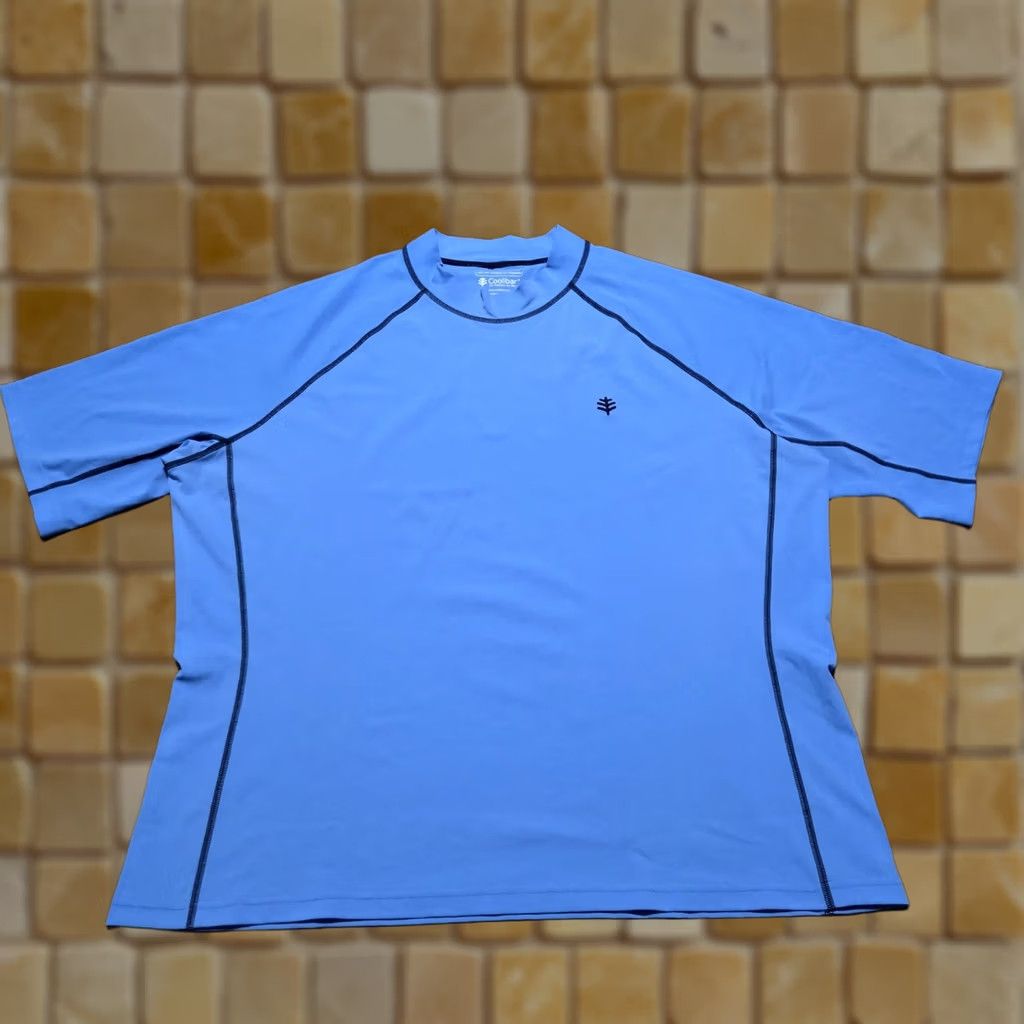 Coolibar Men's Upf 50+ Tulum Surf Sun Shirt Rash Guard Blue 2XL 2XL Short Sleeve, Men's (Size Xxl)