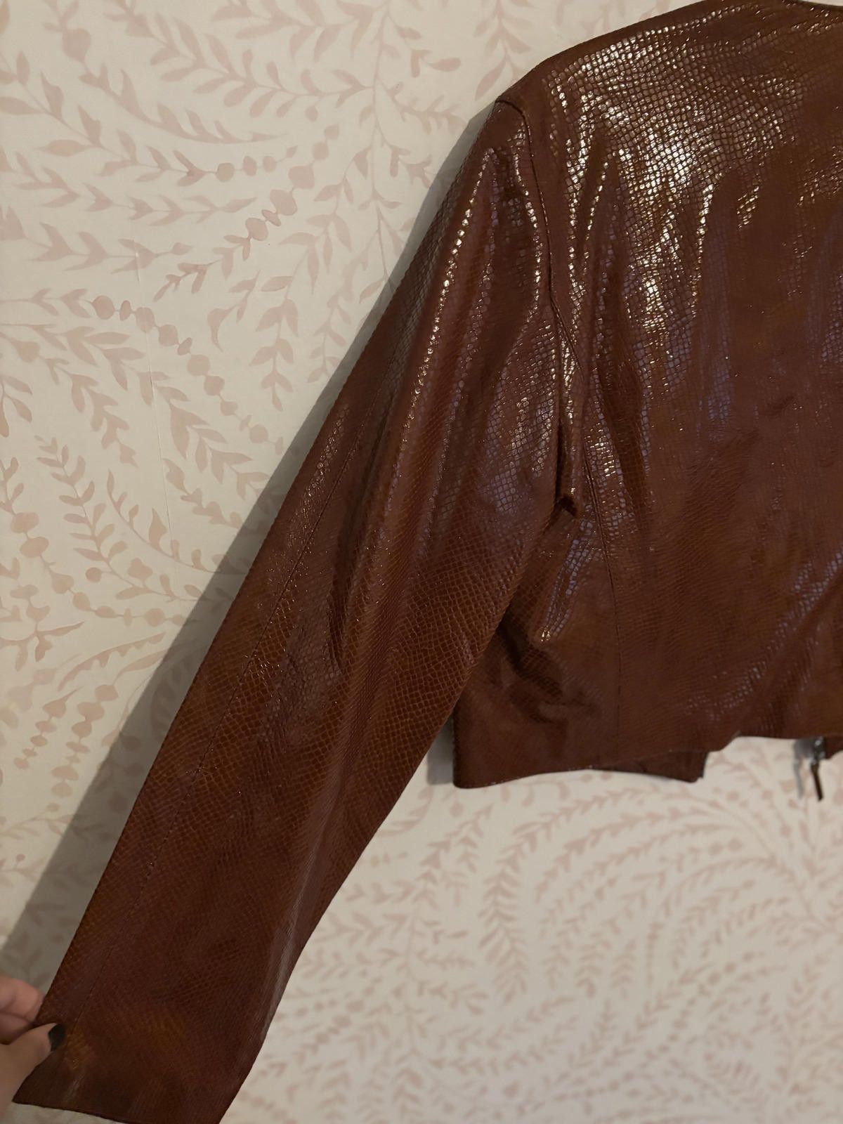 Oscar De La Renta Oscar de la Renta Brown Exotic Leather Zip-Up Jacket Size 10 Size L / US 10 / IT 46 - 6 Thumbnail