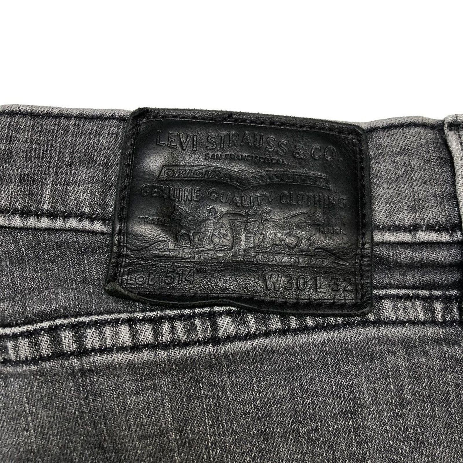 Levi's × Vintage Levi's 514 Jeans 30x27 Black Slim Straight Fit Stretch Denim Size US 30 / EU 46 - 8 Thumbnail