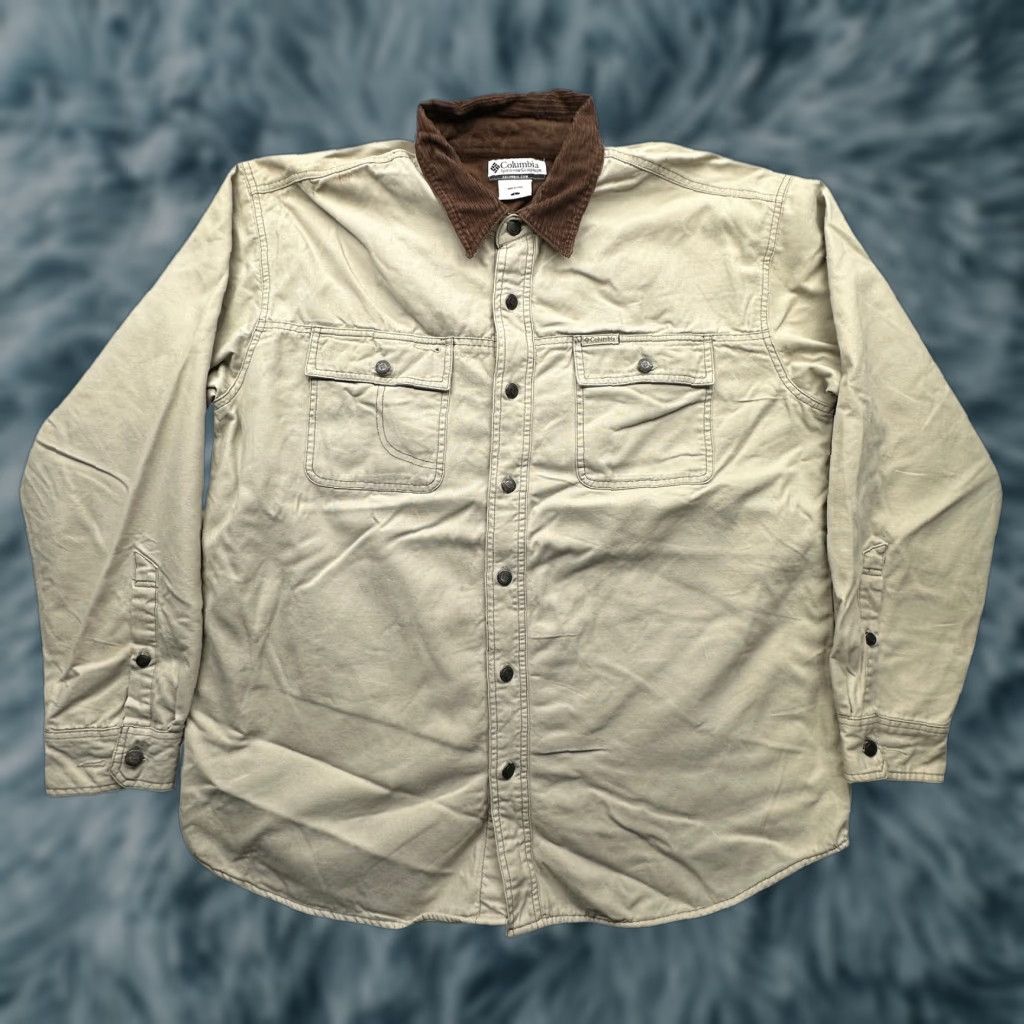 Vintage Columbia Fleece Lined Button Canvas Shirt Shacket Men Large Brown Red Corduroy Collar Shirt Size US L / EU 52-54 / 3 - 1 Thumbnail