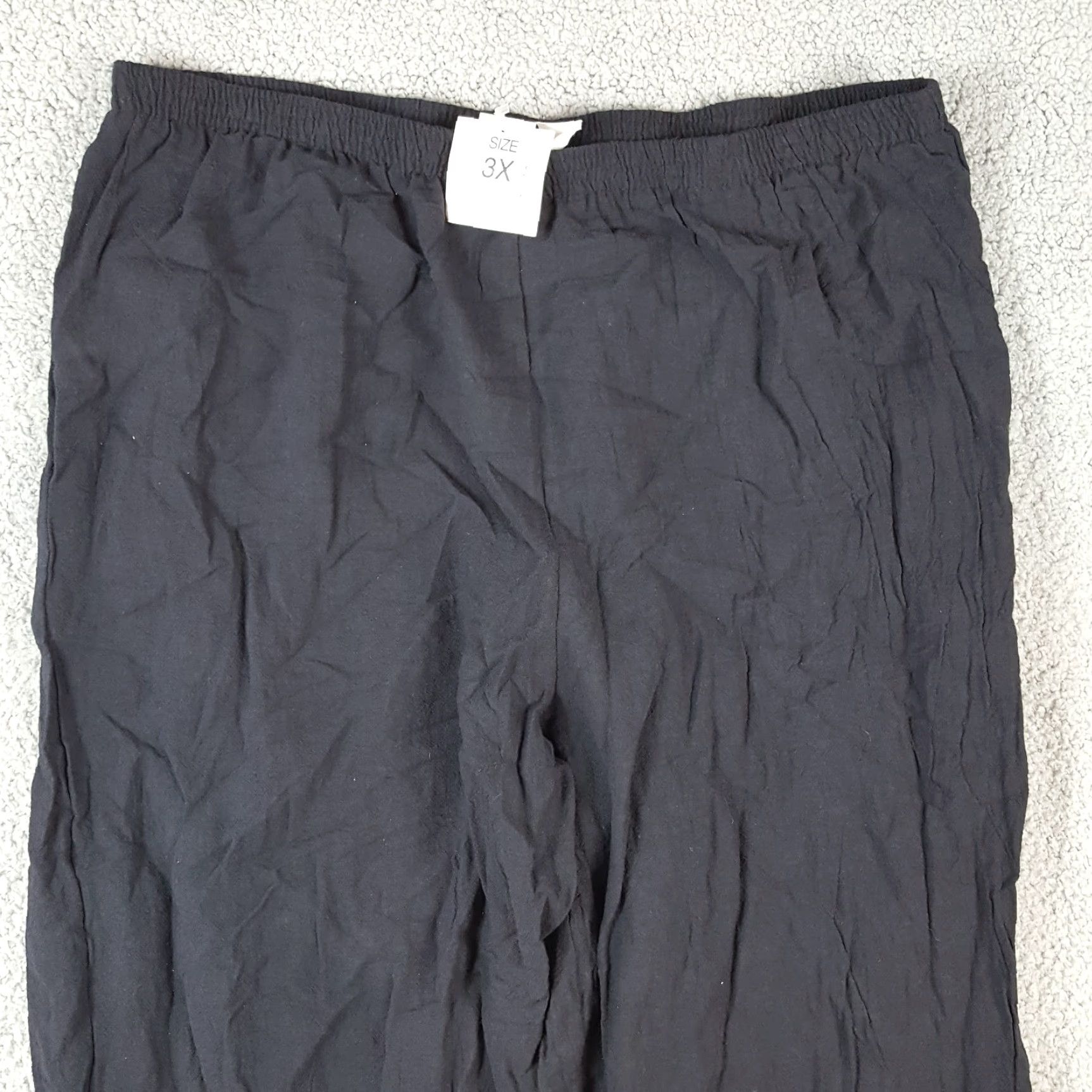 Vintage VINTAGE 80s Women's Pants Relaxed Fit Tapered Ankle Cotton Black Casual Retro Y2K Bohemian Comfort 3X Size 40" / US 18 - 2 Thumbnail
