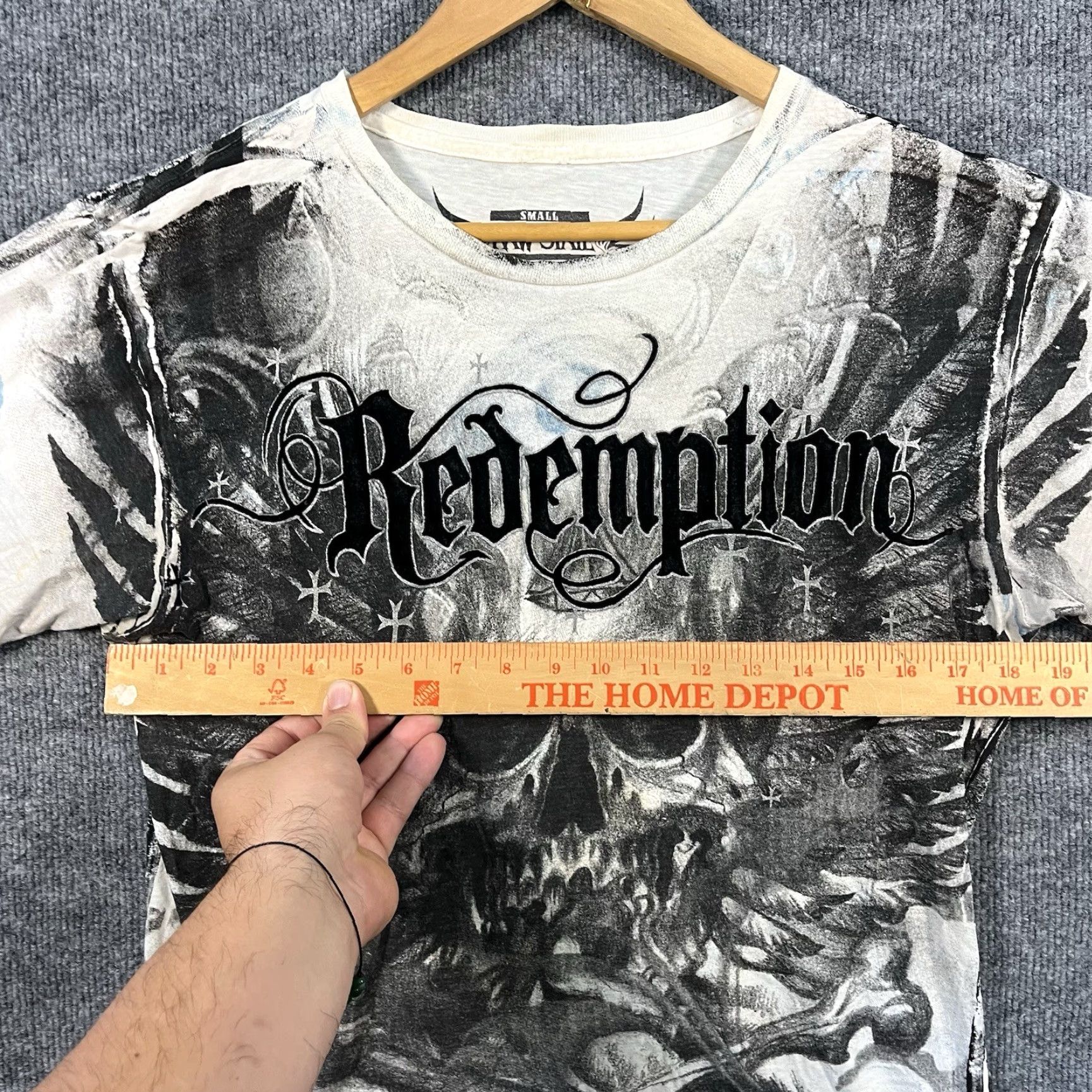 Vintage VINTAGE Raw State Redemption Shirt Men S Blue Wings Skull Graphic Print Crew Neck Short Sleeve Modern Retro USA Skull Logo Size US S / EU 44-46 / 1 - 5 Thumbnail