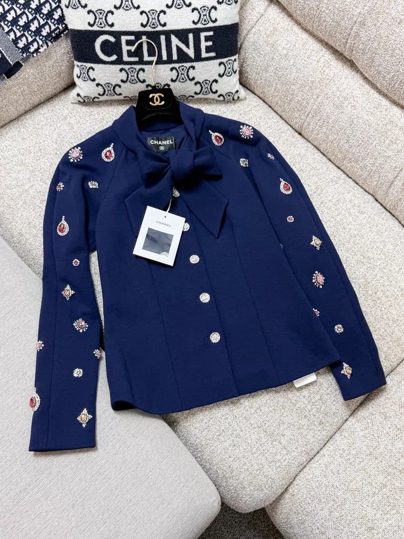 Chanel Chanel Embroidered nail jewelry stone streamer coat Size XXS / US 00 / IT 34 - 2 Thumbnail