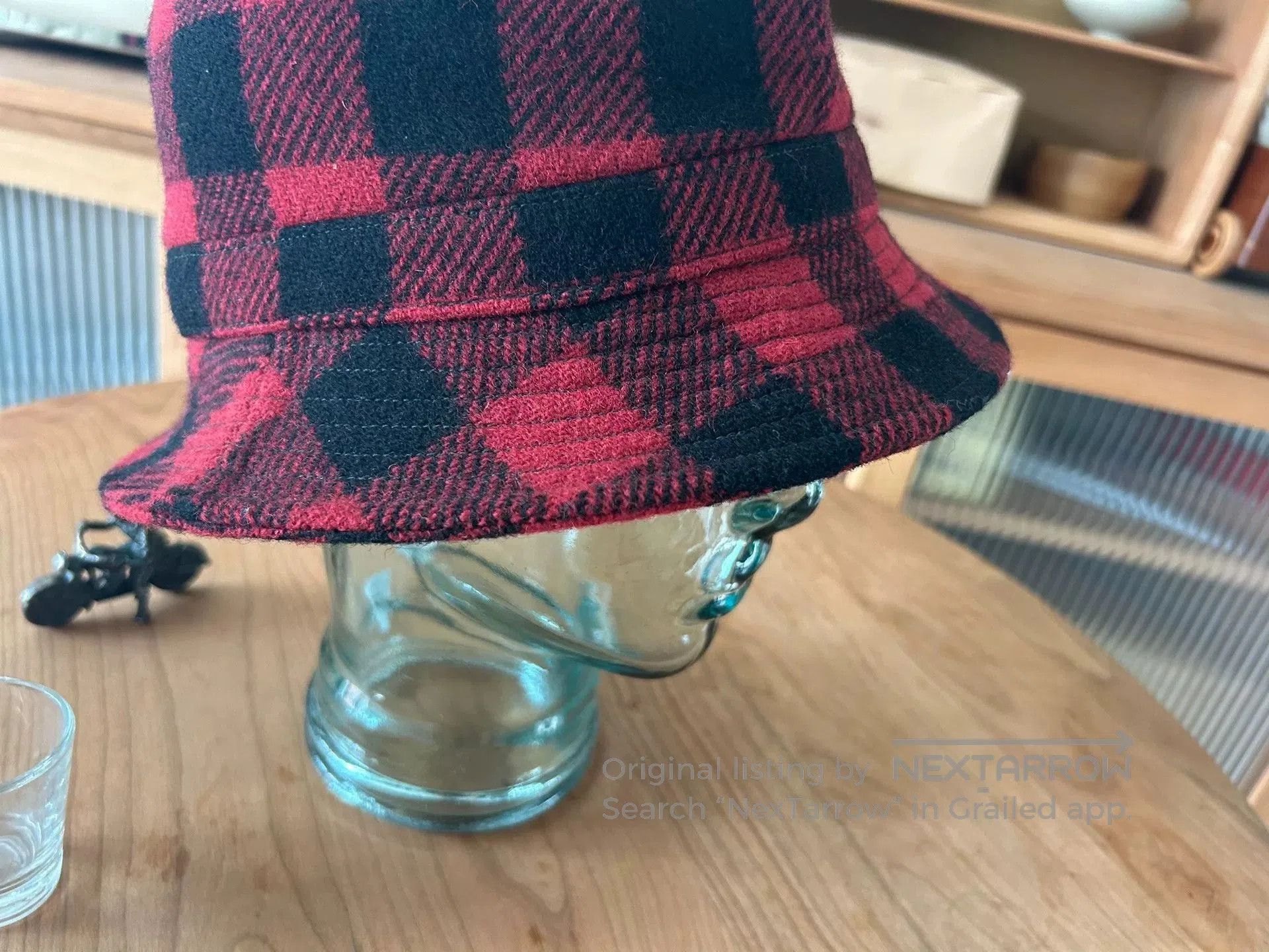 Freewheelers red and black plaid outdoor gentleman hat. Size ONE SIZE - 3 Thumbnail