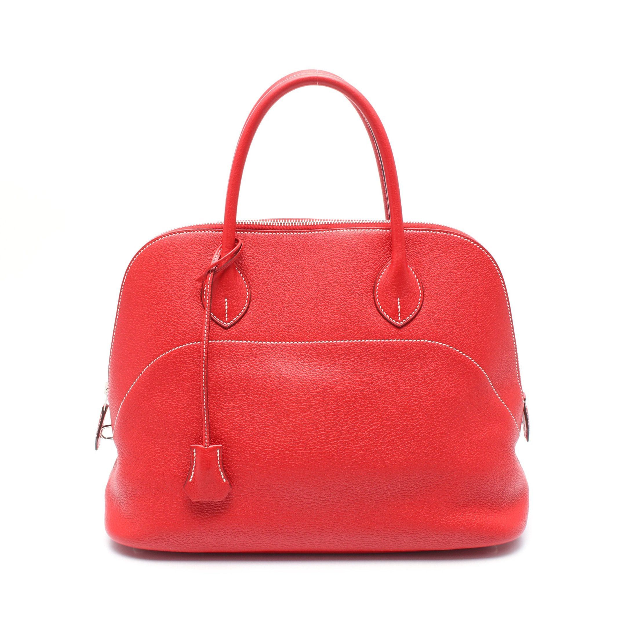 Hermes Hermes Bolide 35 Handbag Clemence Leather Red Silver Hardware T Stamp Size ONE SIZE - 1 Thumbnail
