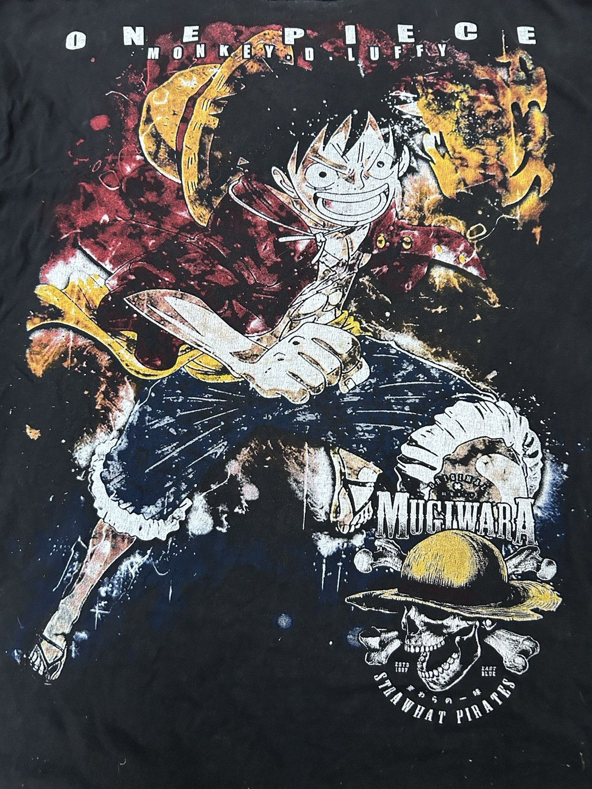 Anime Vintage One piece Monkey D. Luffy Thrashed Sun Faded Size US M / EU 48-50 / 2 - 5 Thumbnail