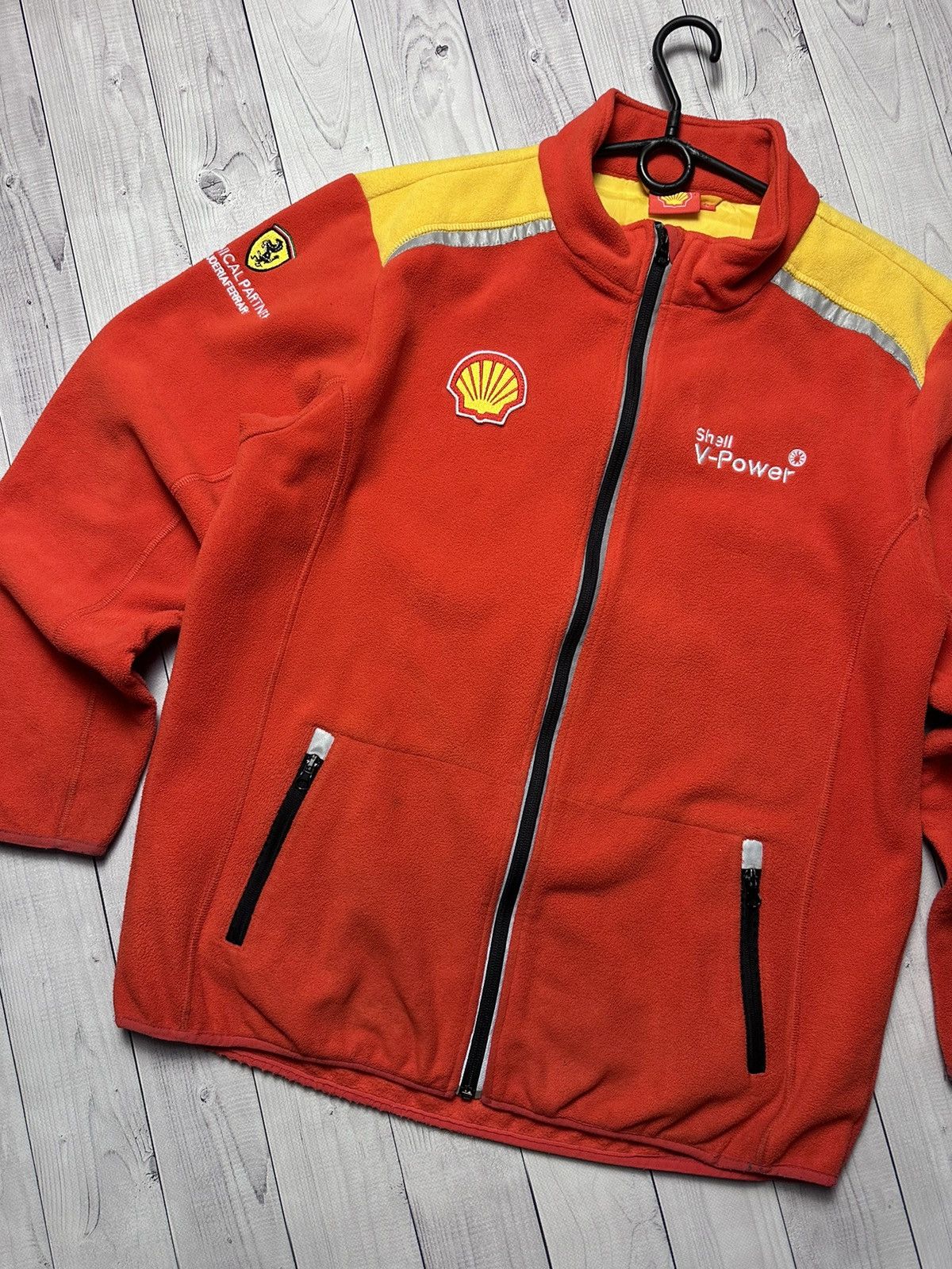 Vintage Ferrari racing fleece jacket red Shell big logo L