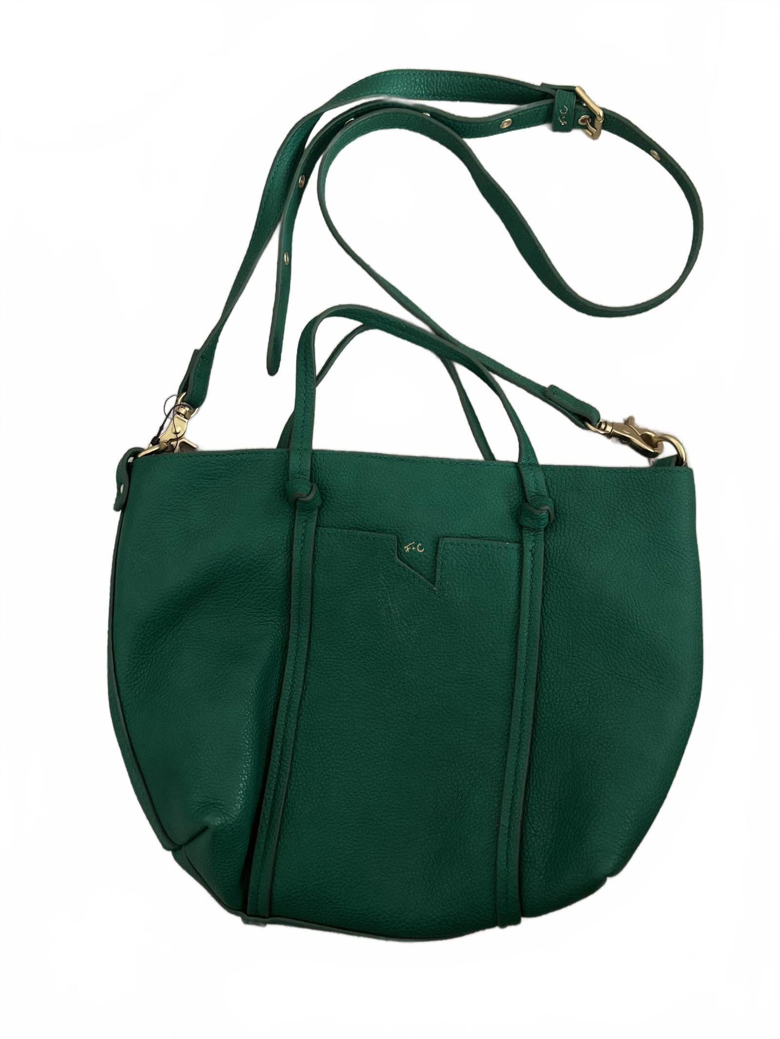 Designer EUC Green Leather Handbag by Foley and Corinna Anthropologie Size ONE SIZE - 1 Thumbnail