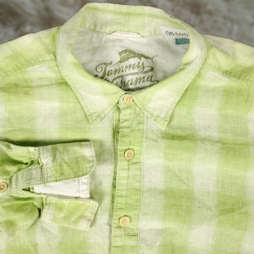 Tommy Bahama Tommy Bahama Shirt Mens 2XL Green Check Linen Button-Up Long Sleeve Shirt - Casual, Beach, Modern, Classic, Summer Mens 2XL Green Size US XXL / EU 58 / 5 - 1 Thumbnail