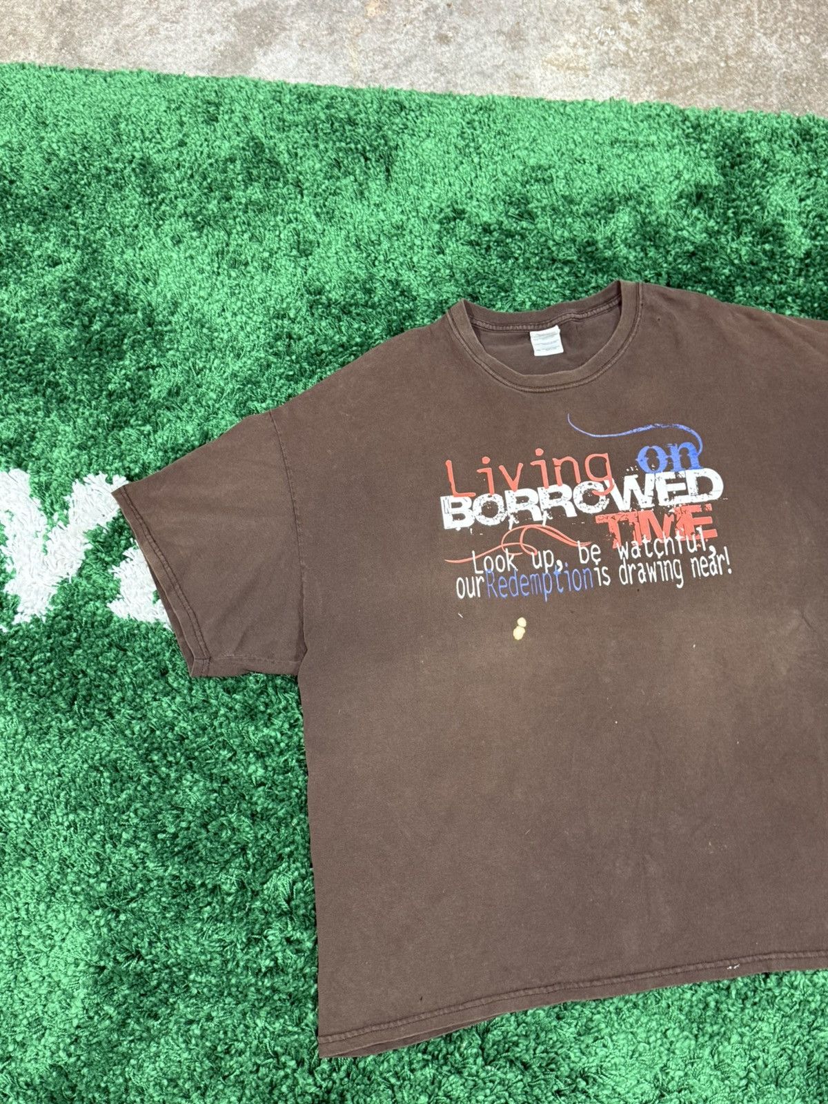 Vintage Vintage Y2K Borrowed Time Grunge Bleach Black Distressed Tee Size US XXL / EU 58 / 5 - 2 Thumbnail