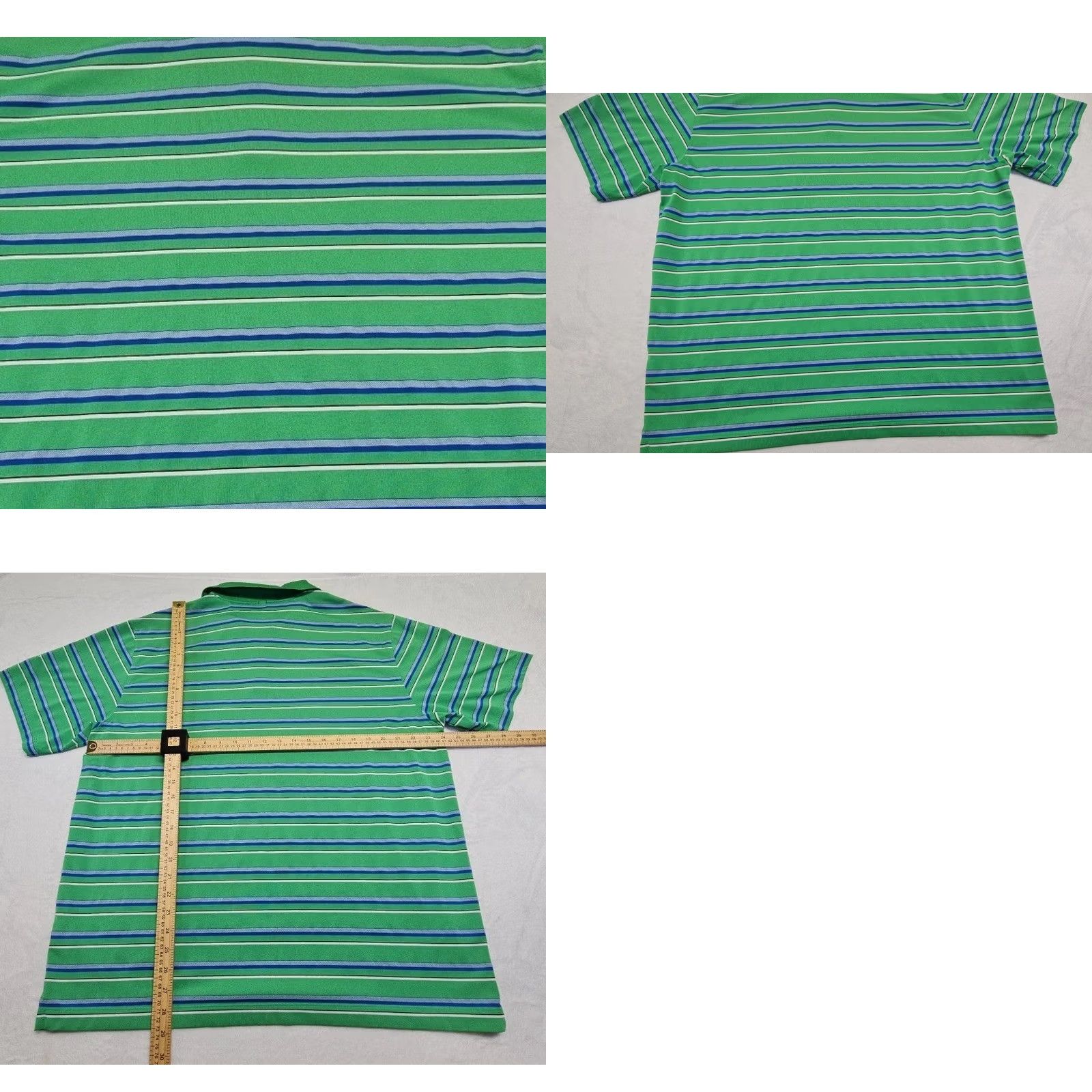 Nike Nike Golf Dri-FIT Polo Shirt Mens XL Green Blue Striped Swoosh Performance Size US XL / EU 56 / 4 - 8 Thumbnail