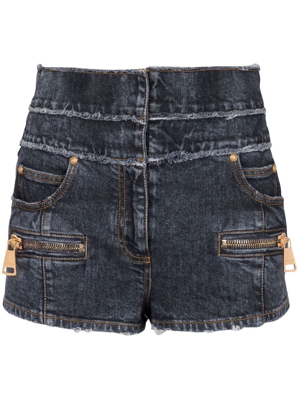 image of Balmain O1Srvl11E0524 Denim Short In Grey, Women's (Size 34)