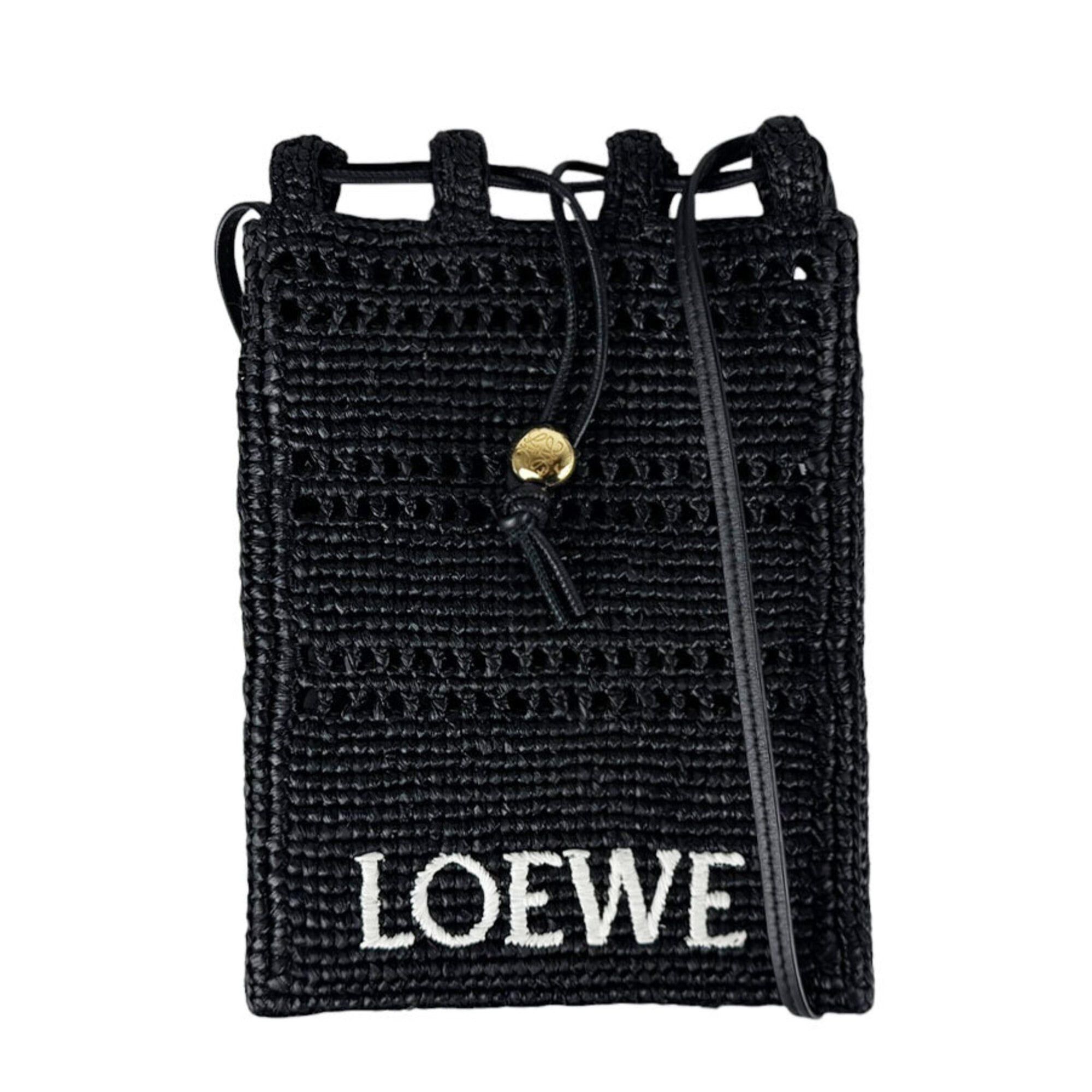 Loewe Loewe Shoulder Bag with Drawstring Pocket, Raffia, Black, Men's & Women's z10999 Size ONE SIZE - 1 Thumbnail