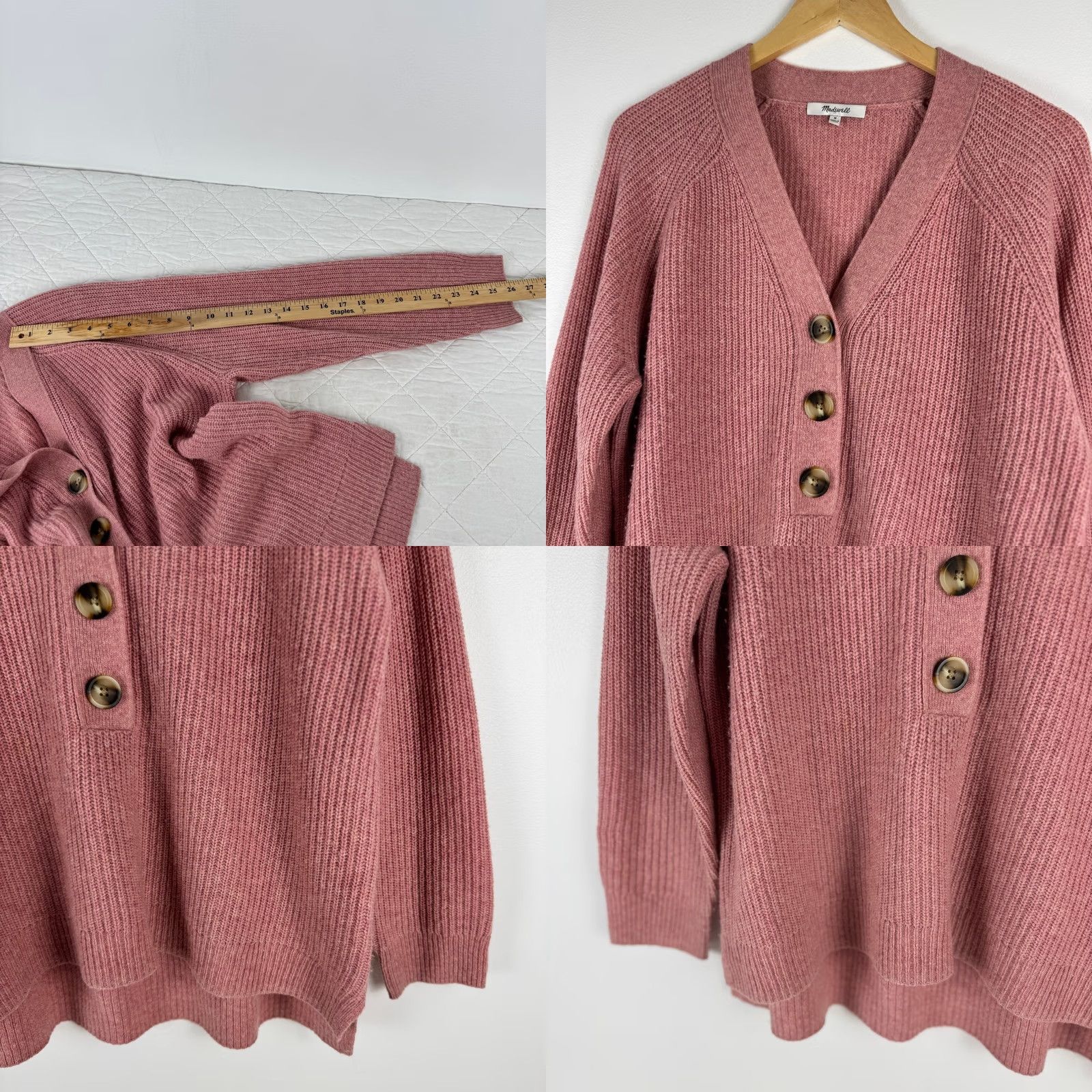 Madewell Madewell Lyle Rib Henley Sweater Pink Merino Wool Womens Medium Size M / US 6-8 / IT 42-44 - 8 Thumbnail