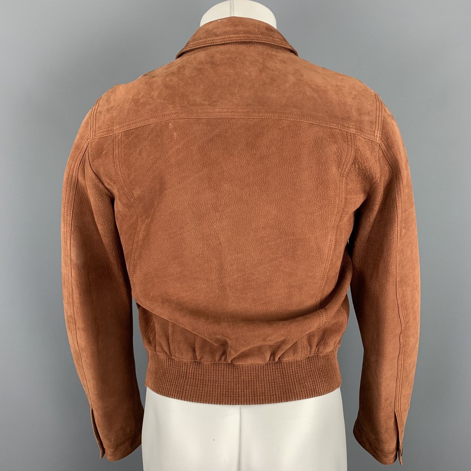 Burberry Chest Size 38 Brick Solid Zip Up Nubuck Leather Jacket Size US M / EU 48-50 / 2 - 5 Thumbnail
