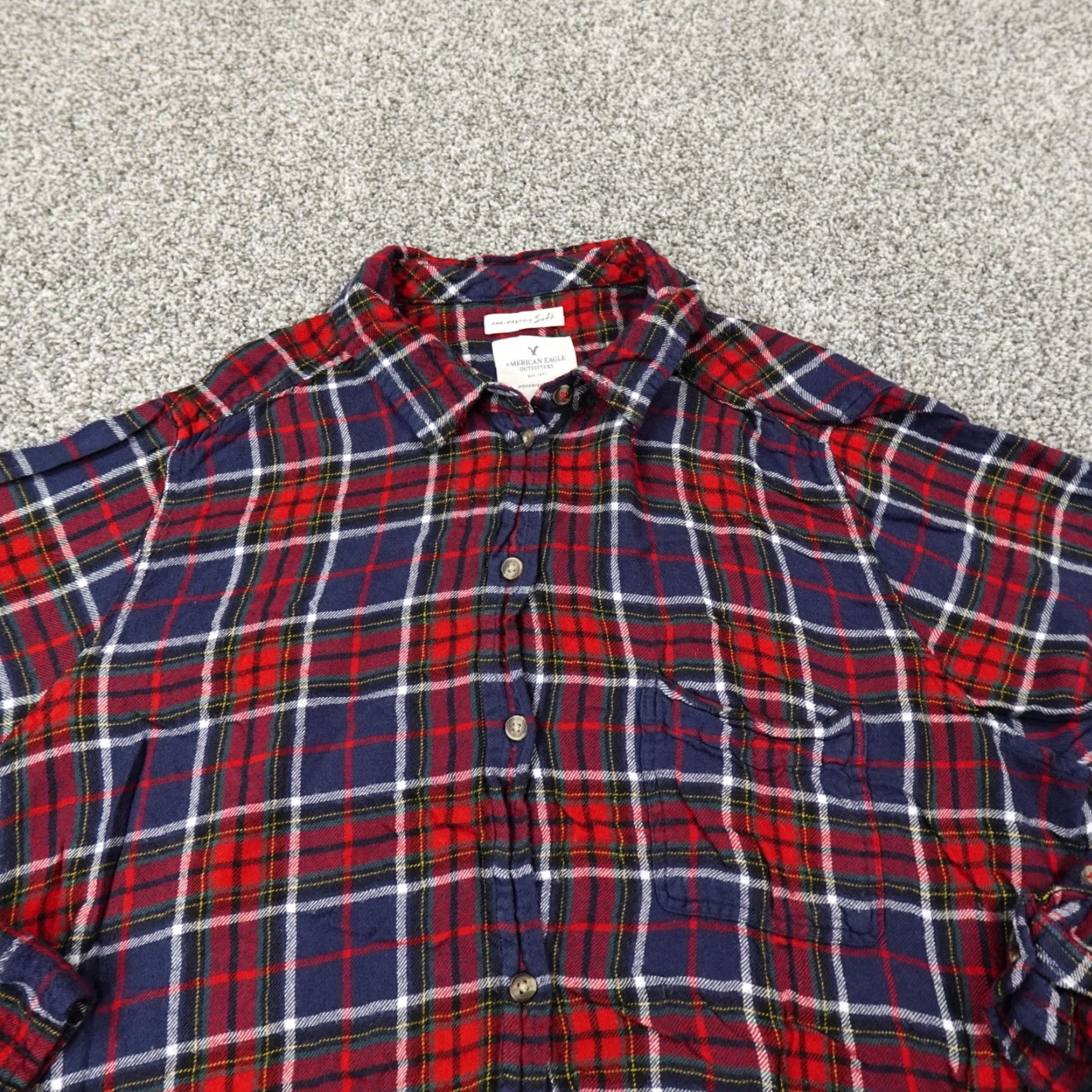 American Eagle Outfitters American Eagle Outfitters Shirt Womens XL Blue Red Flannel Button Up Long Sleeve Casual Travel Workwear Shirt Size XL / US 12-14 / IT 48-50 - 3 Thumbnail