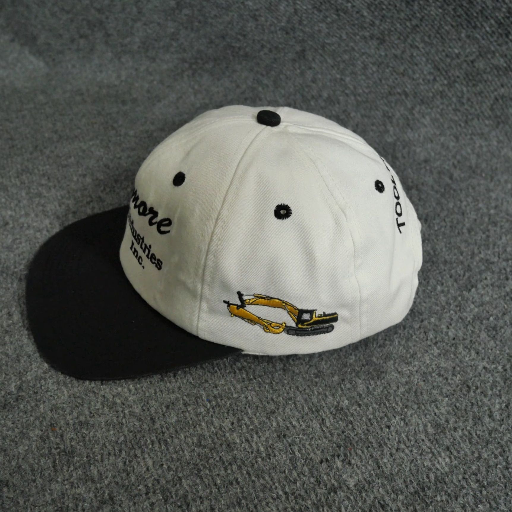 Industrie VINTAGE Construction Hat Adult White Black Gilmore Industries 90s Snapback White solid Adjustable Mens Hat Size ONE SIZE - 4 Thumbnail
