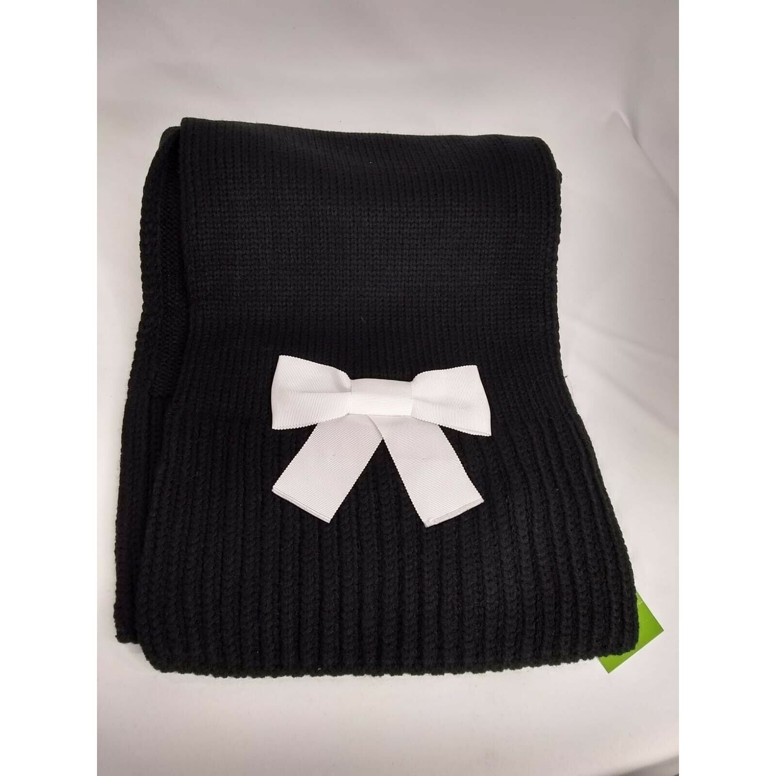 Kate Spade Kate Spade Grosgrain Bow Muffler Knit Scarf Black Size ONE SIZE - 3 Thumbnail