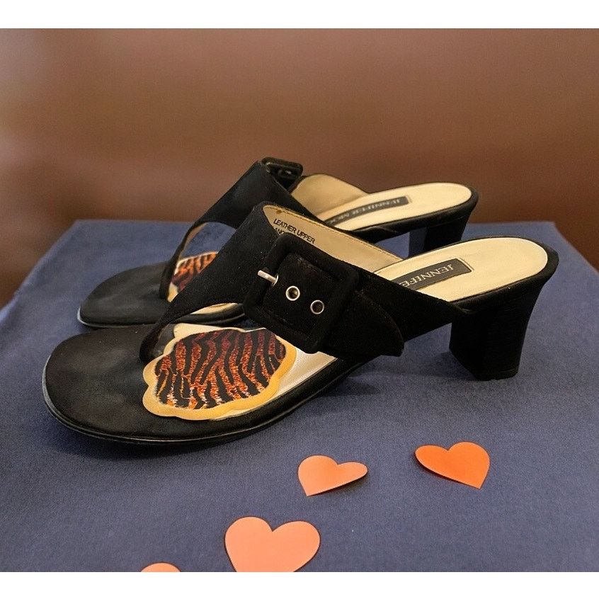 Jennifer Moore Heels Sandals Shoes Black Open Toe Size 6.5, Women's