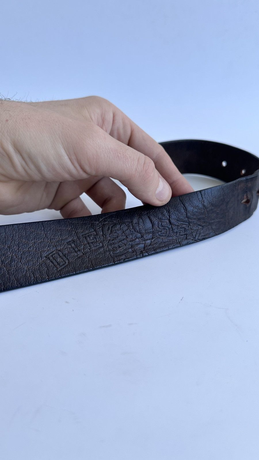 Diesel Vtg DIESEL Leather Belt Brown Distressed Grunge Y2K Gorpcore Size ONE SIZE - 5 Thumbnail
